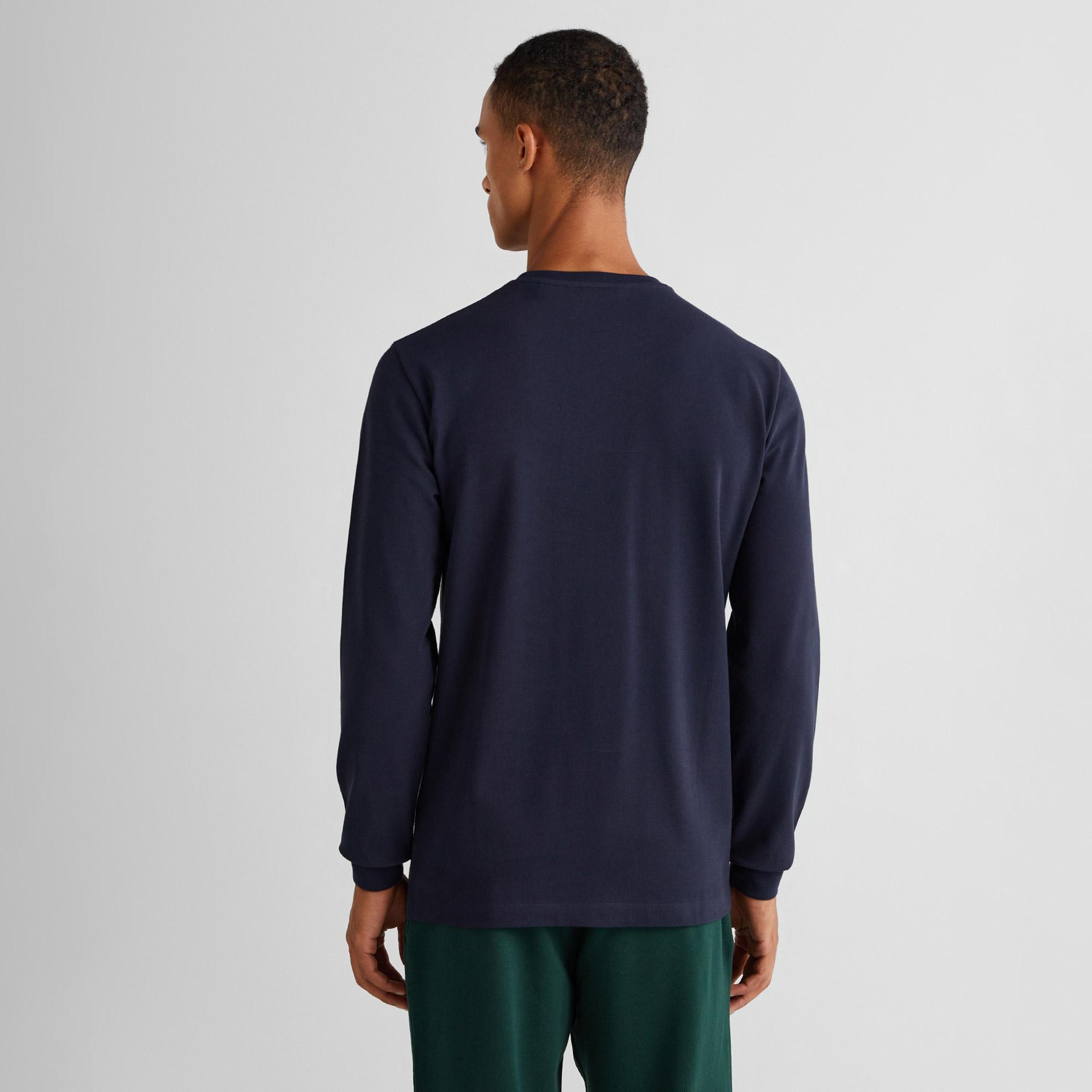 GANT Erkek Lacivert Slim Fit Bisiklet Yaka Uzun Kollu T-Shirt