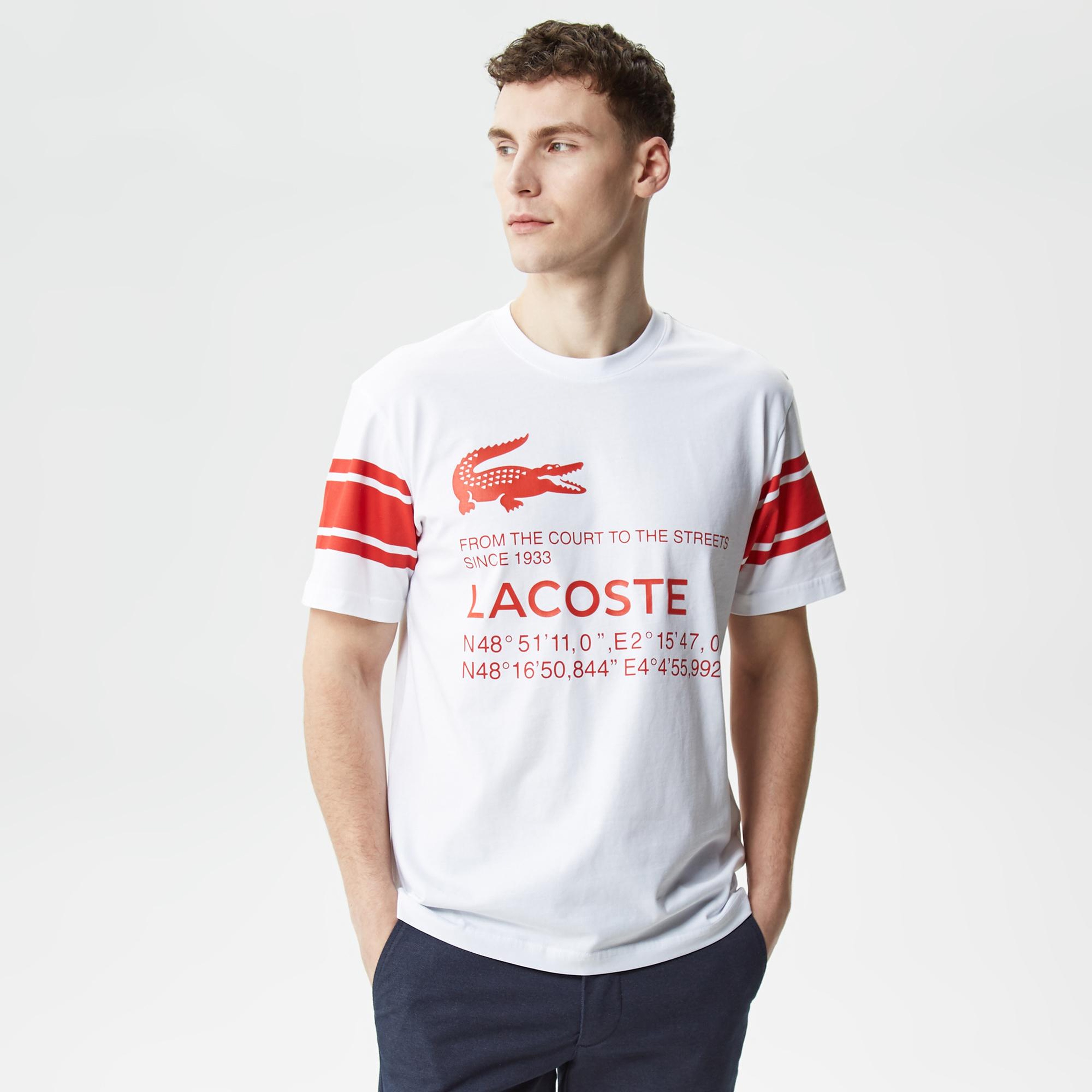 Active Erkek Relaxed Fit Bisiklet Yaka Baskılı Beyaz T-Shirt