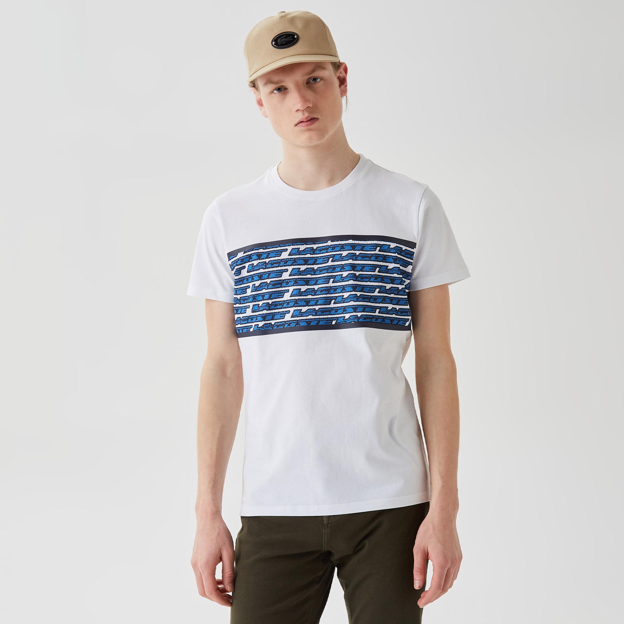Erkek Regular Fit Bisiklet Yaka Baskılı Beyaz T-Shirt