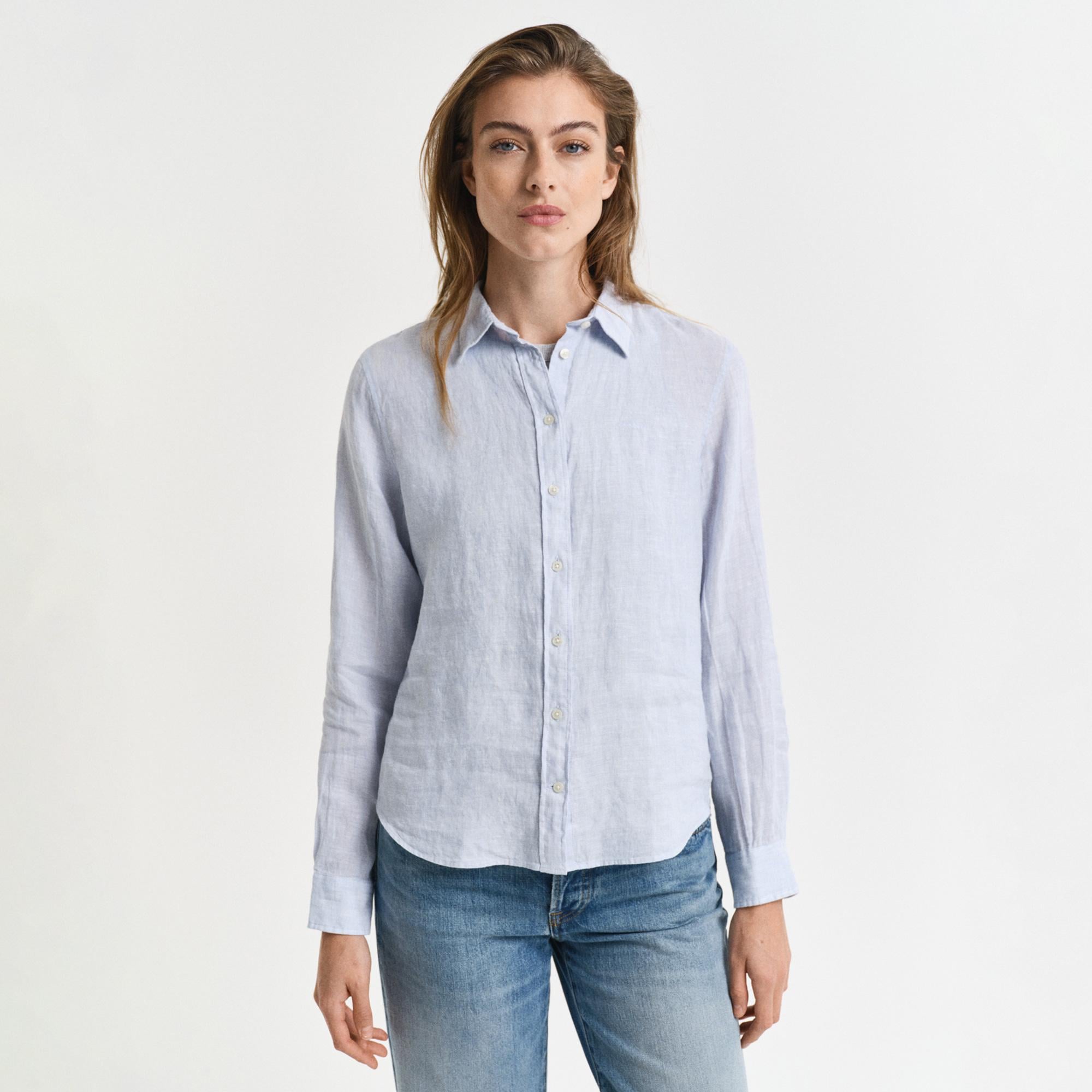 GANT Kadın Mavi Regular Fit Klasik Yaka Gömlek