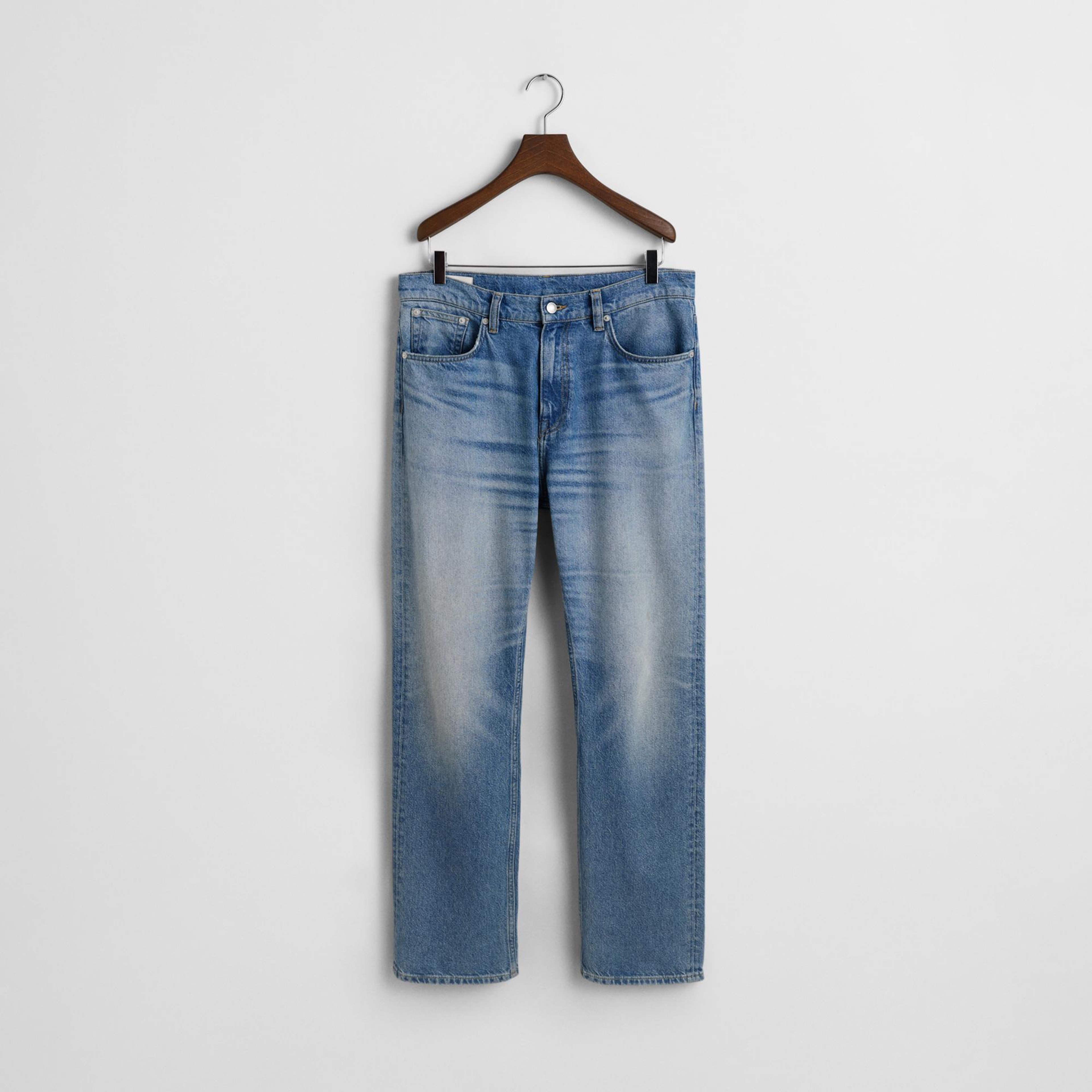 GANT Erkek Mavi Straight Fit Jean Pantolon