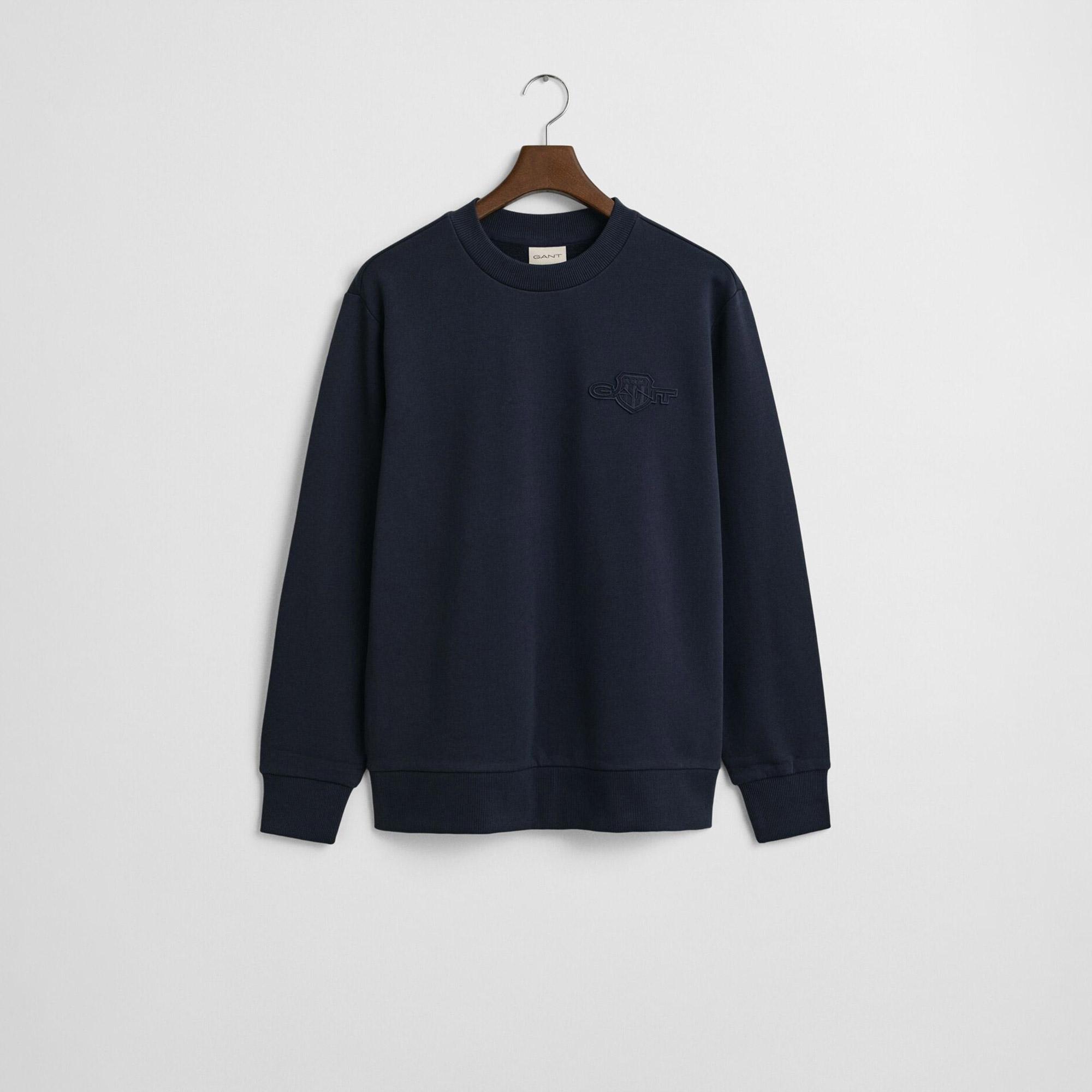 GANT Erkek Lacivert Regular Fit Bisiklet Yaka Sweatshirt