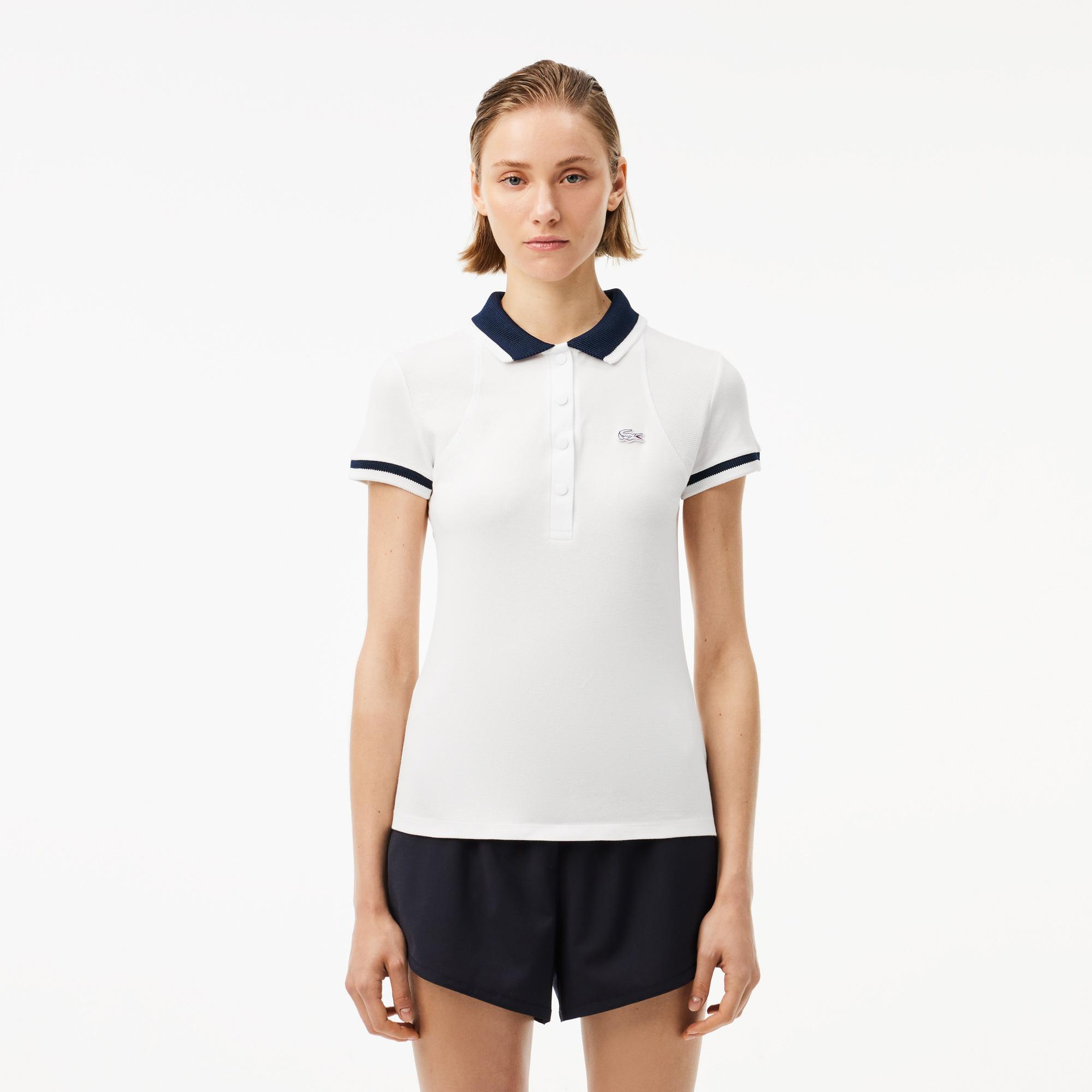Kadın Slim Fit Beyaz Polo