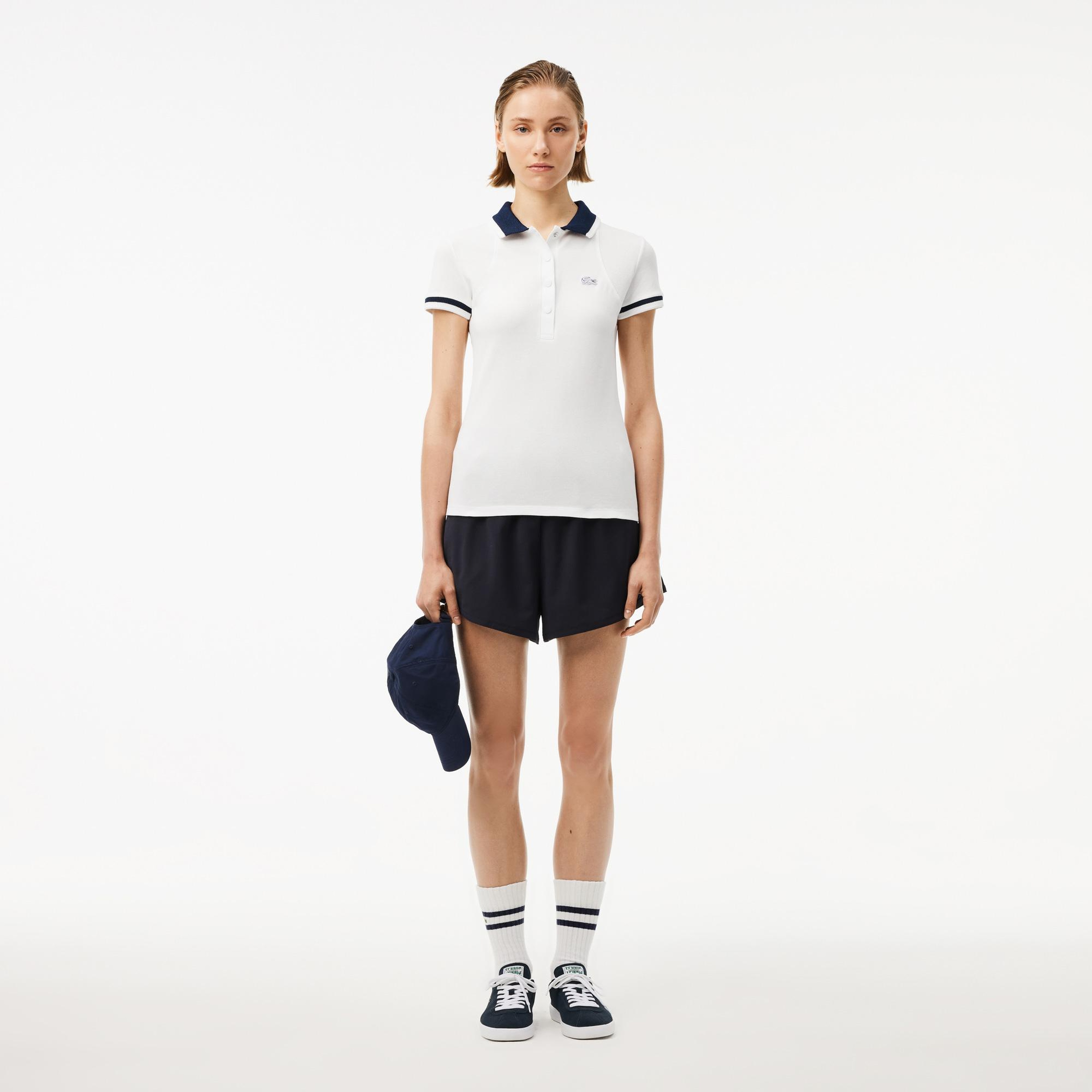 Kadın Slim Fit Beyaz Polo
