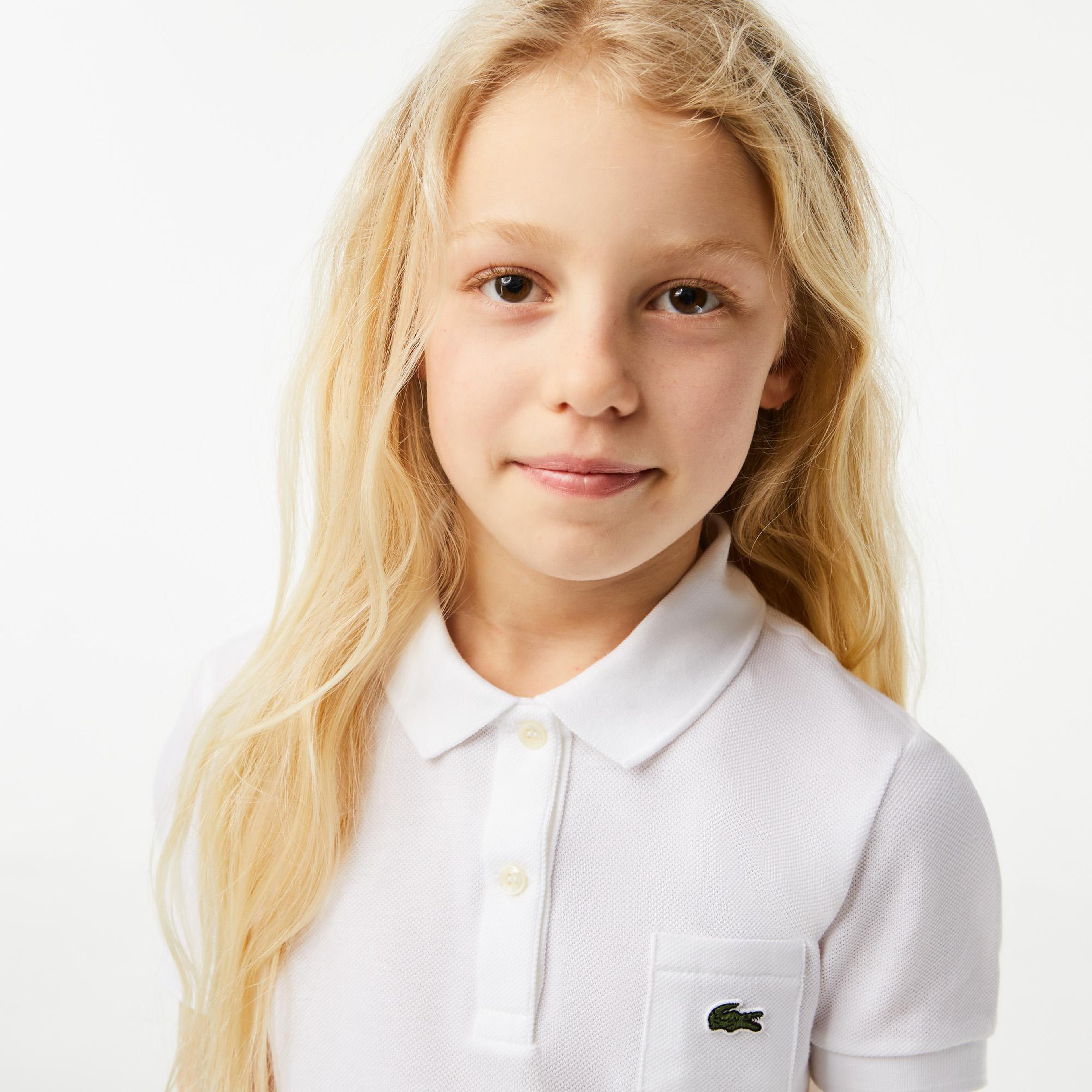 Lacoste Kız Çocuk Kısa Kollu Polo Yaka Beyaz Elbise