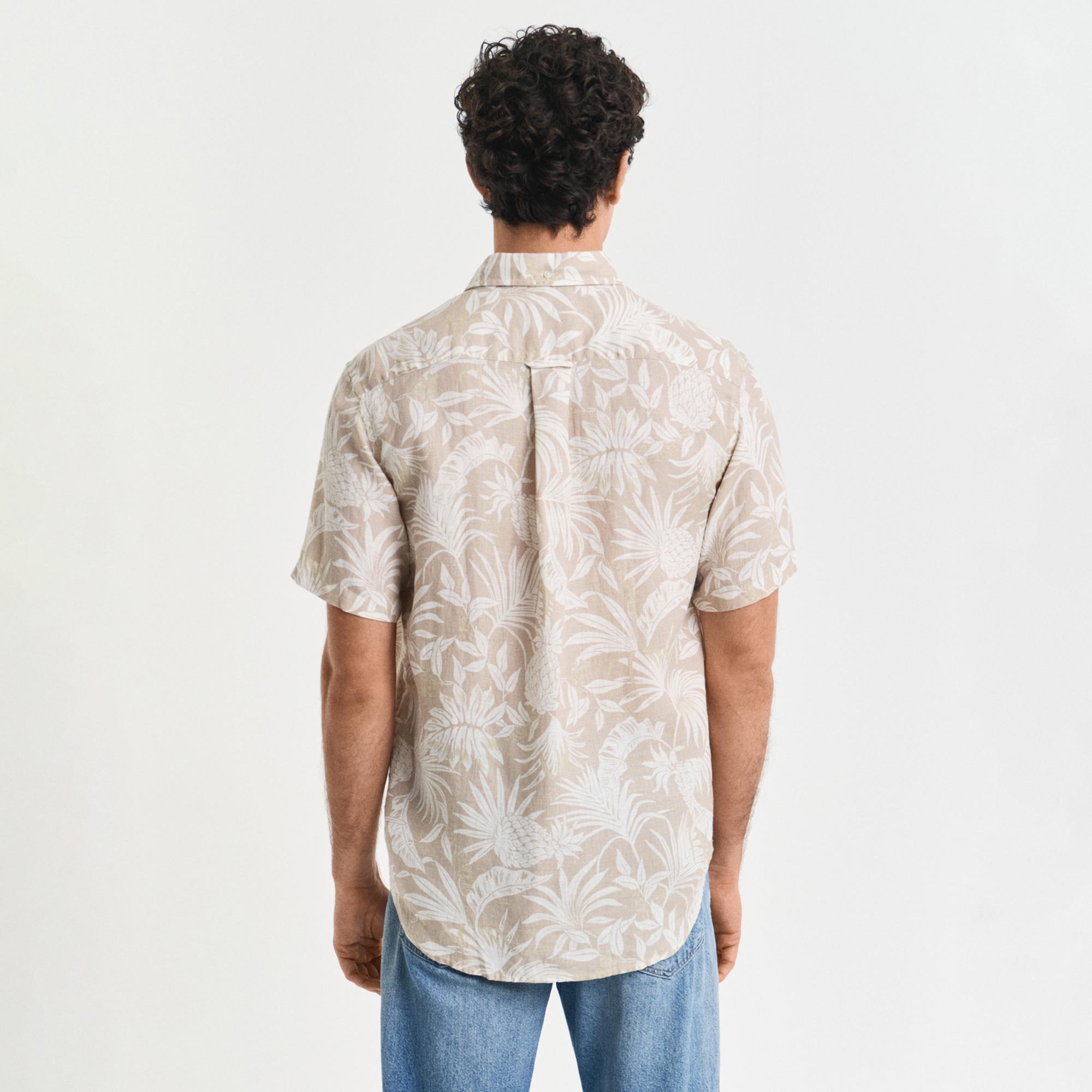 GANT Erkek Bej Regular Fit Düğmeli Yaka Desenli Gömlek