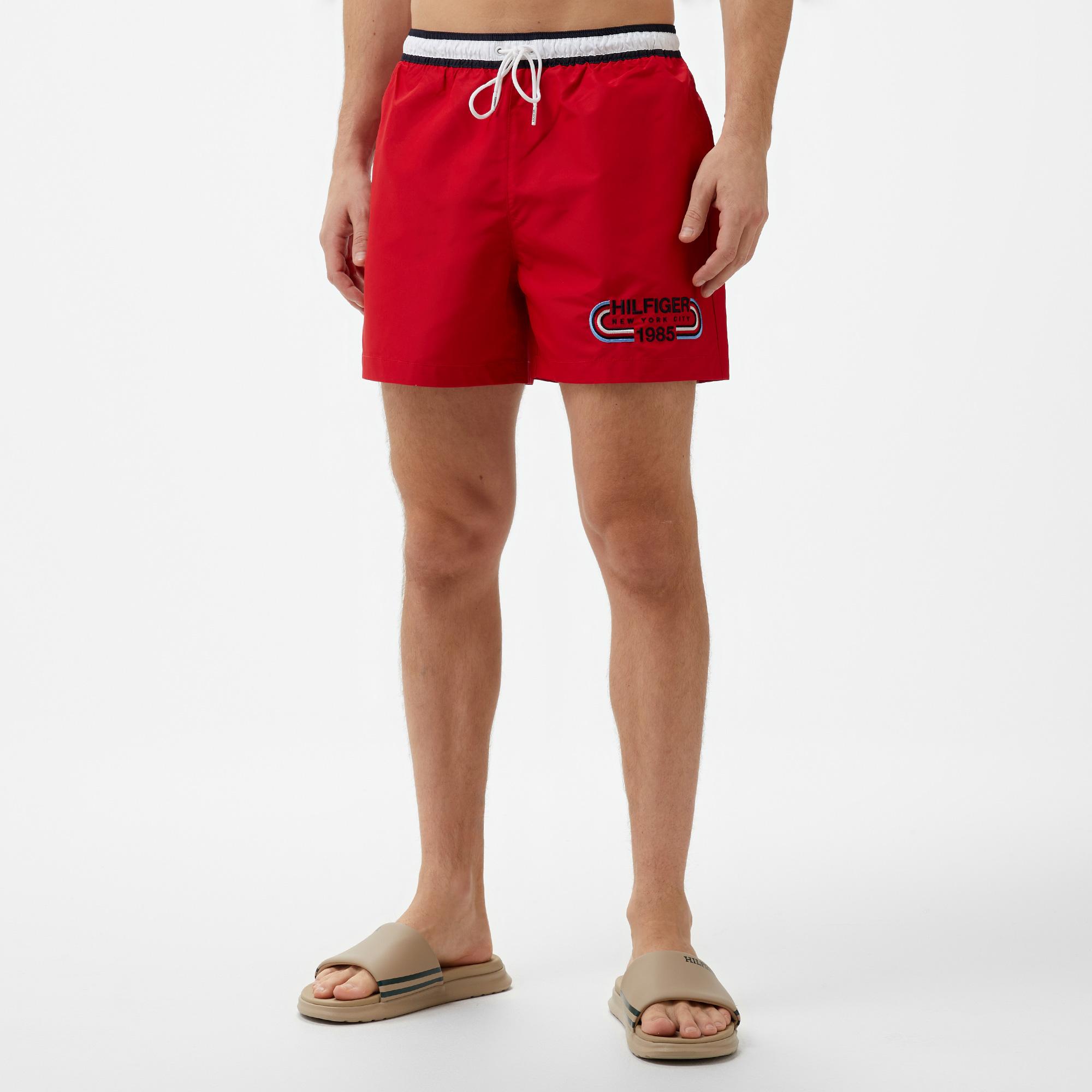 Tommy Hilfiger Medium Drawstring Erkek Kırmızı Deniz Şortu