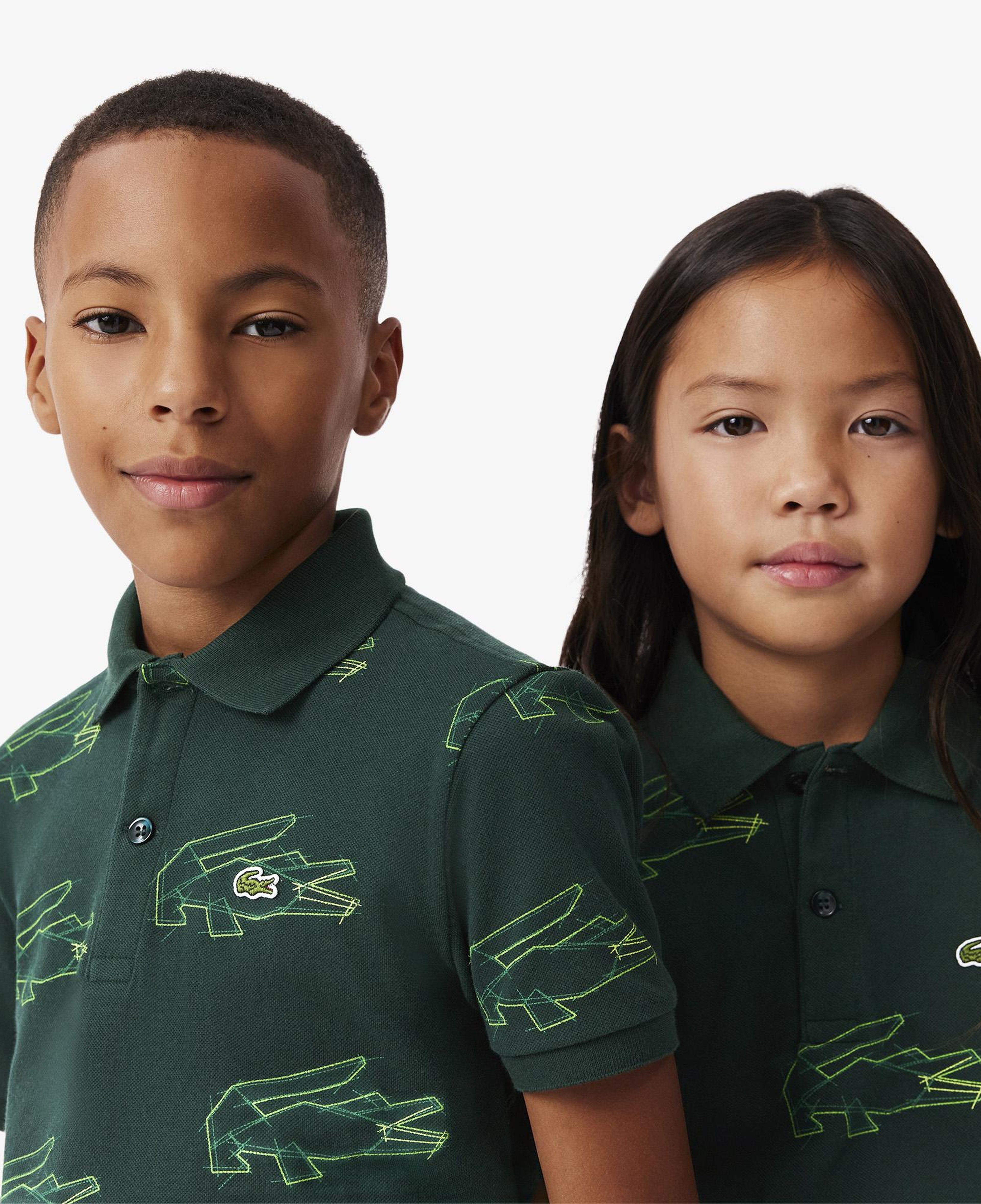 Lacoste Çocuk Baskılı Koyu Yeşil Polo