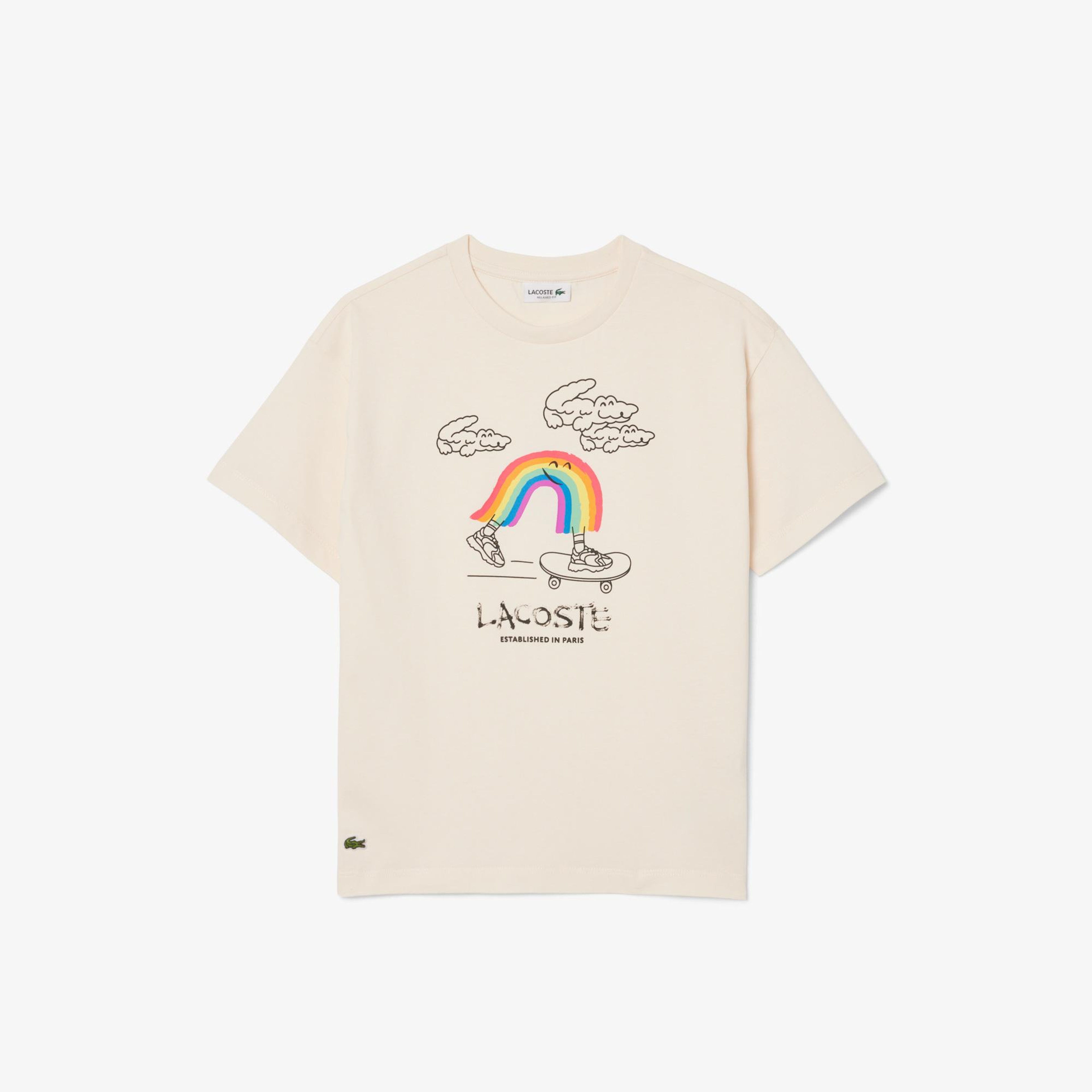 Lacoste Desenli Çocuk Krem T-Shirt