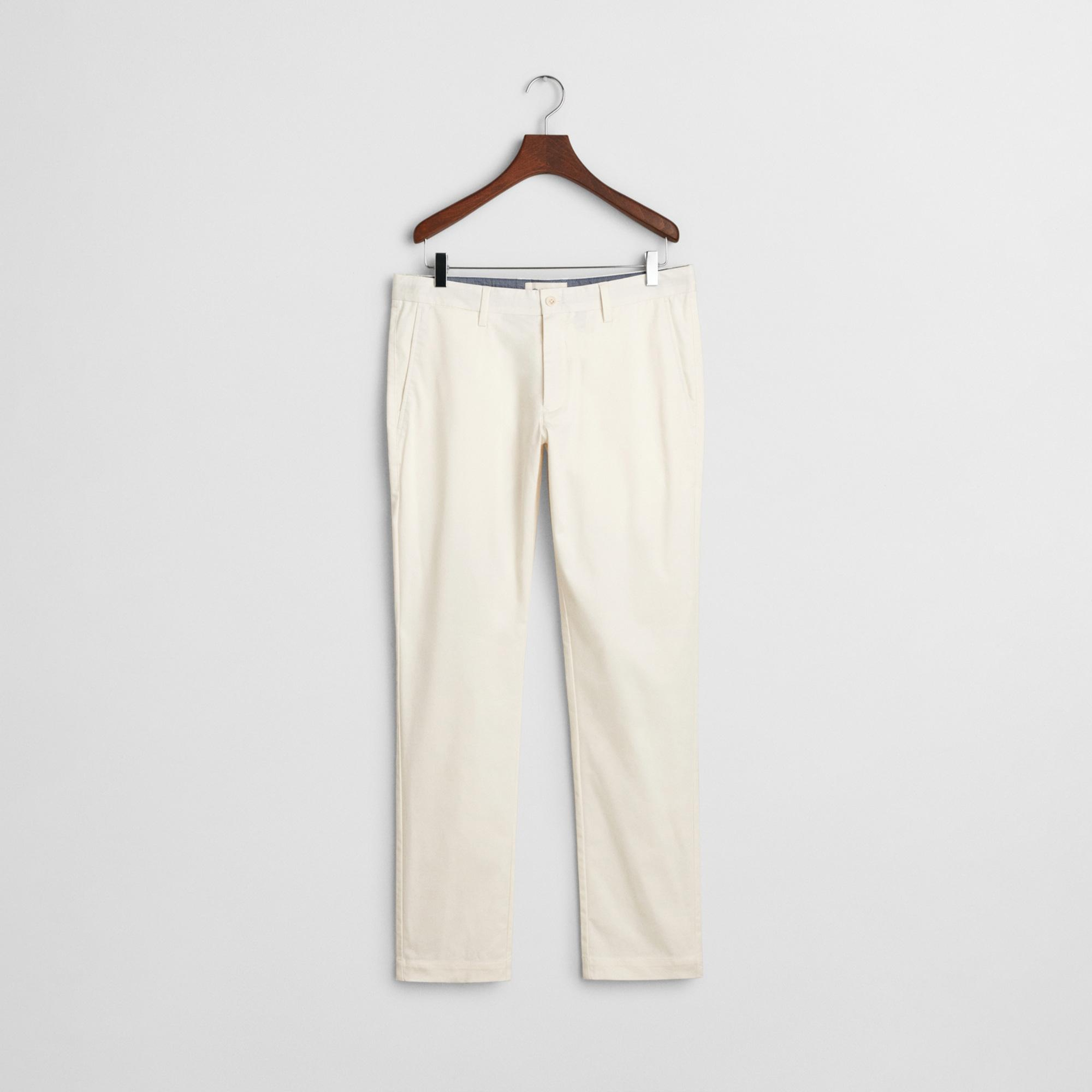 GANT Erkek Beyaz Slim Fit Pantolon