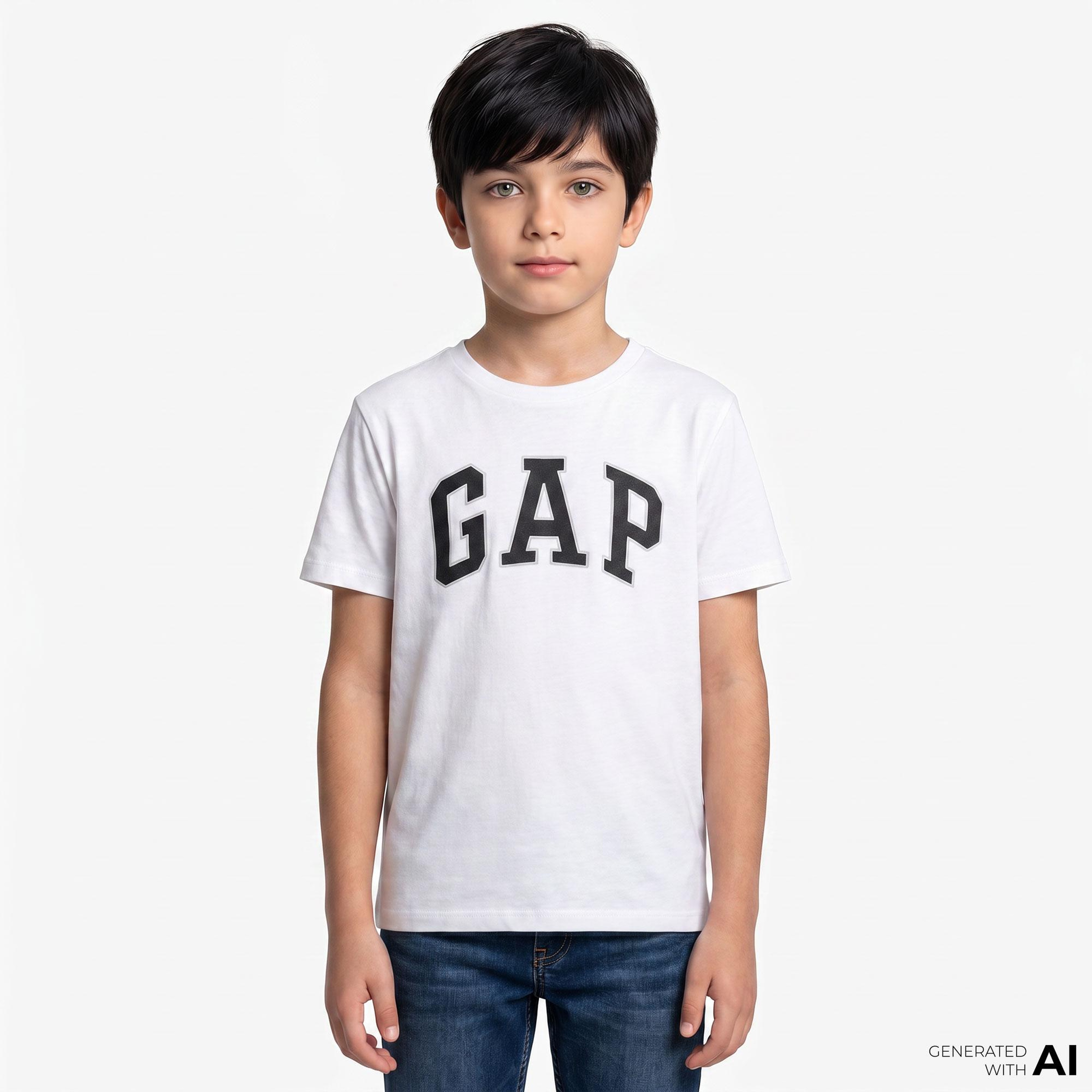 Gap Relaxed Fit Çocuk Beyaz T-Shirt