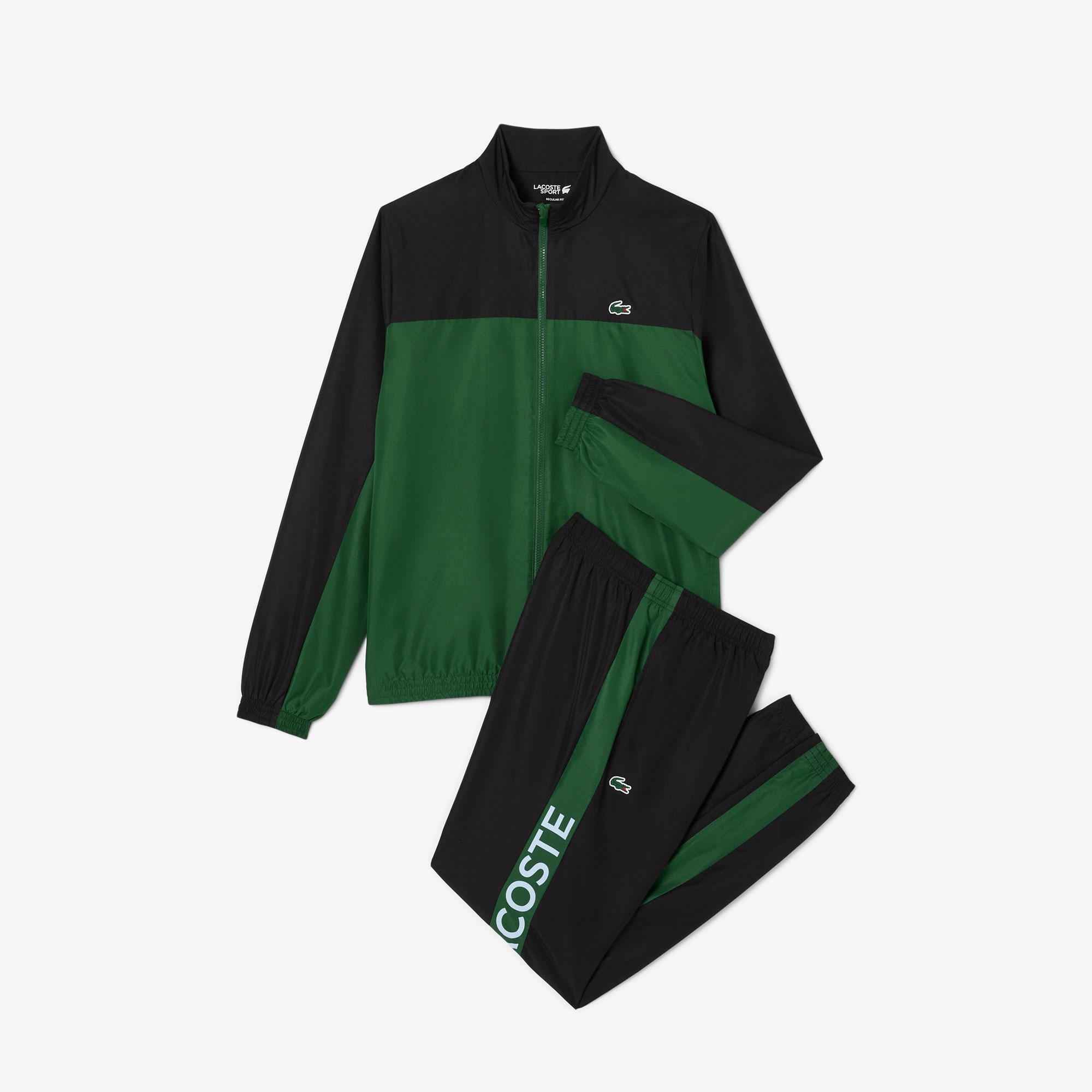 Lacoste Erkek Regular Fit Fermuarlı Renk Bloklu Siyah Eşofman Takımı