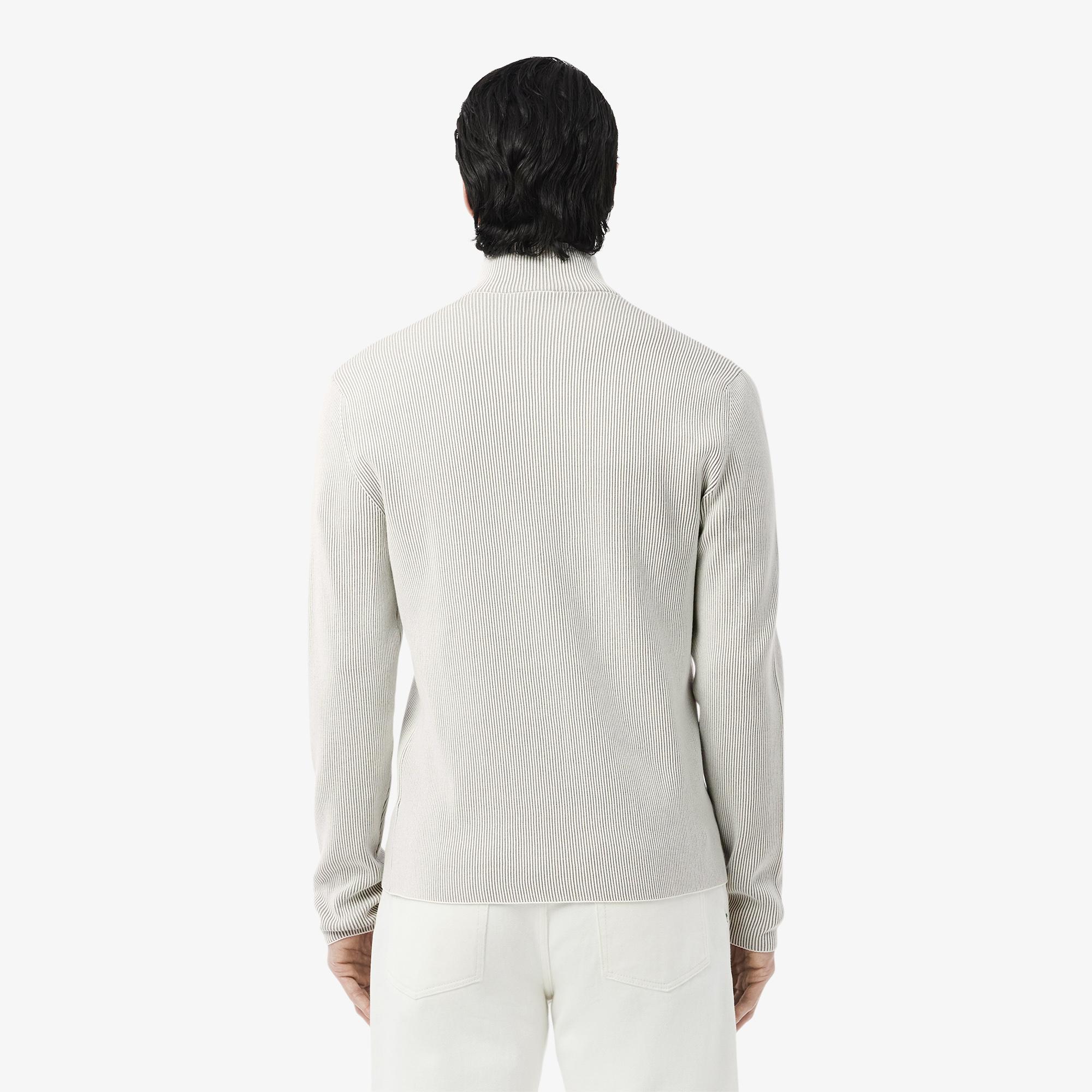 Lacoste Erkek Classic Fit Fermuarlı Yaka Gri Triko