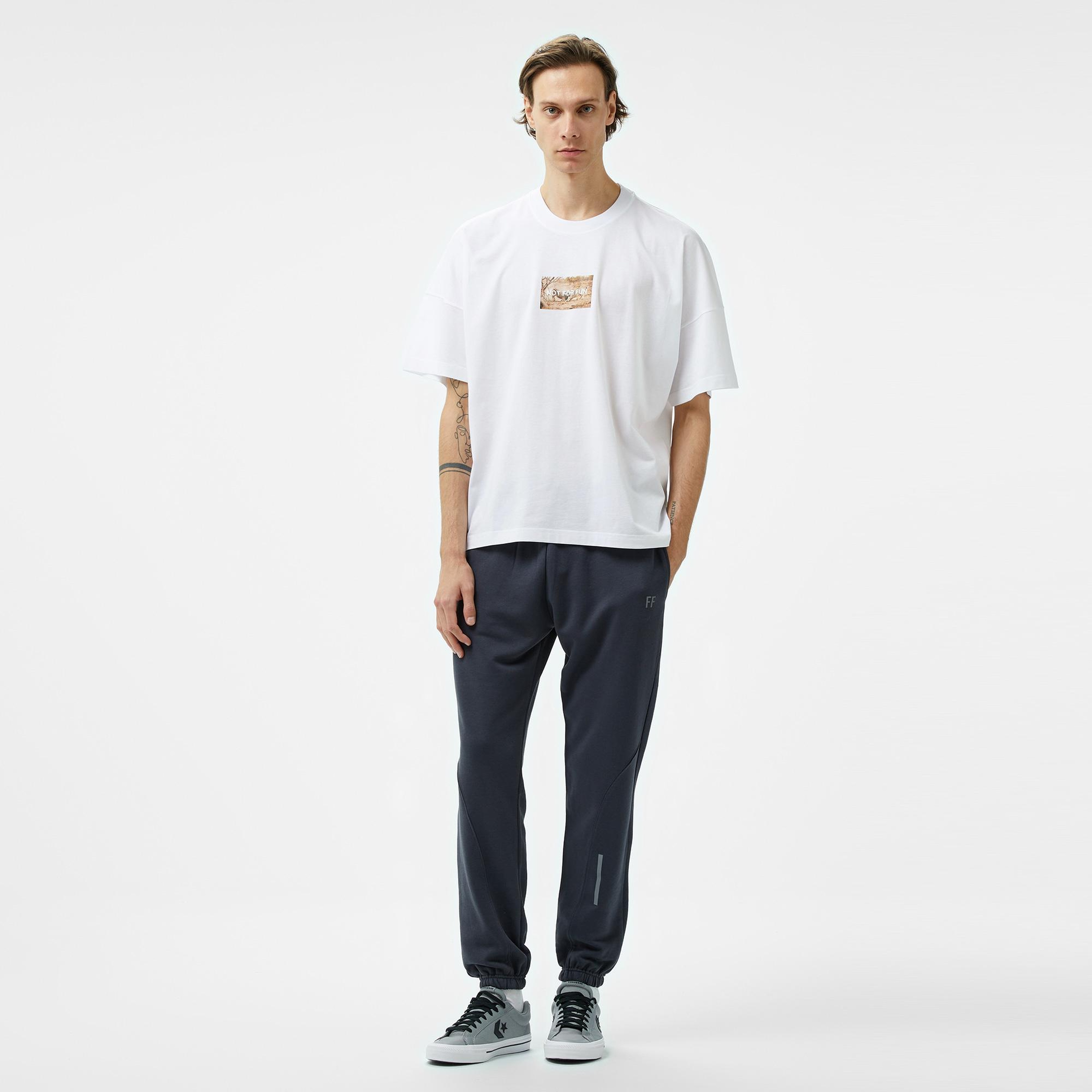 Forfun Not For Fun 006 Oversize Drop Shoulder Erkek Beyaz T-Shirt