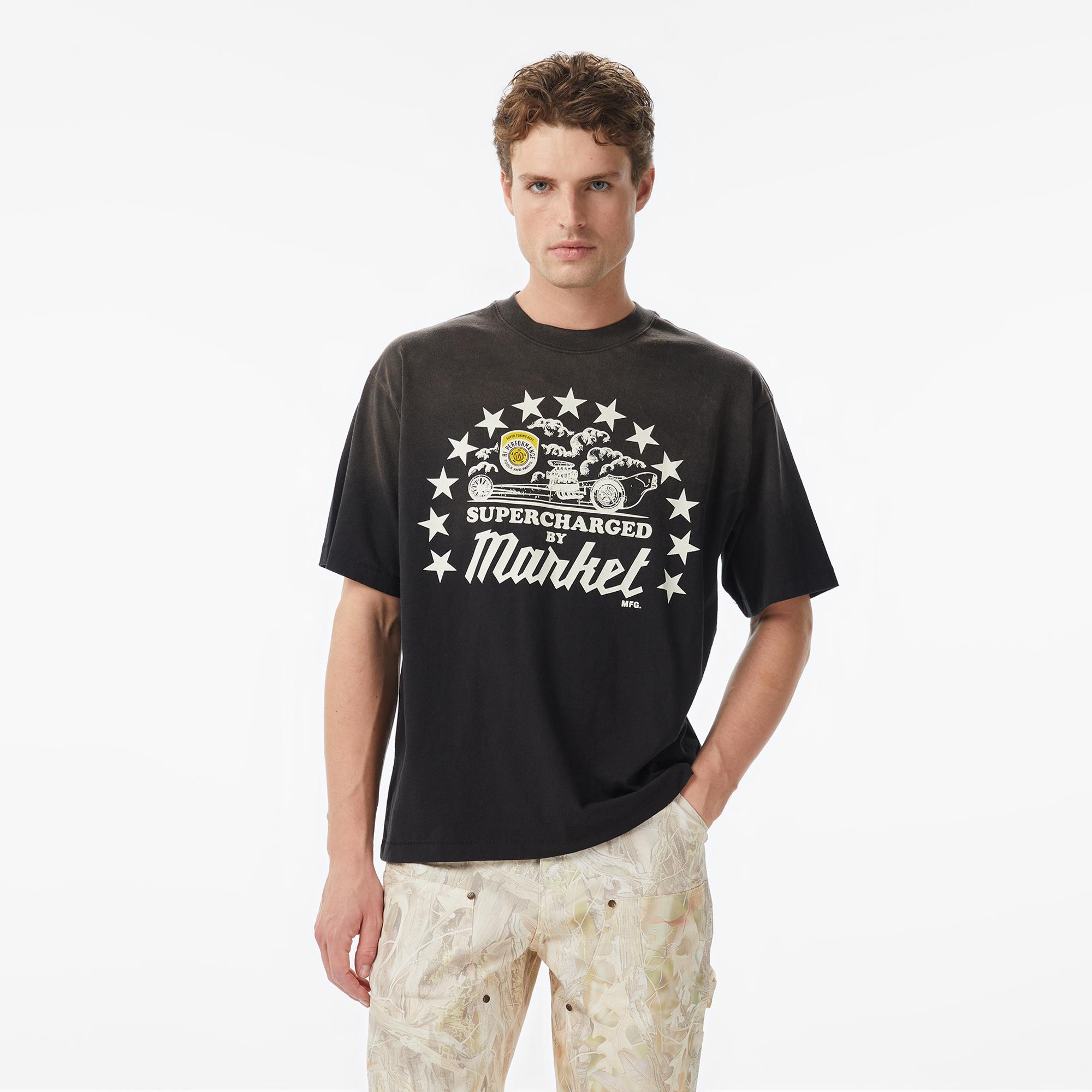 Market Supercharged Erkek Siyah T-Shirt