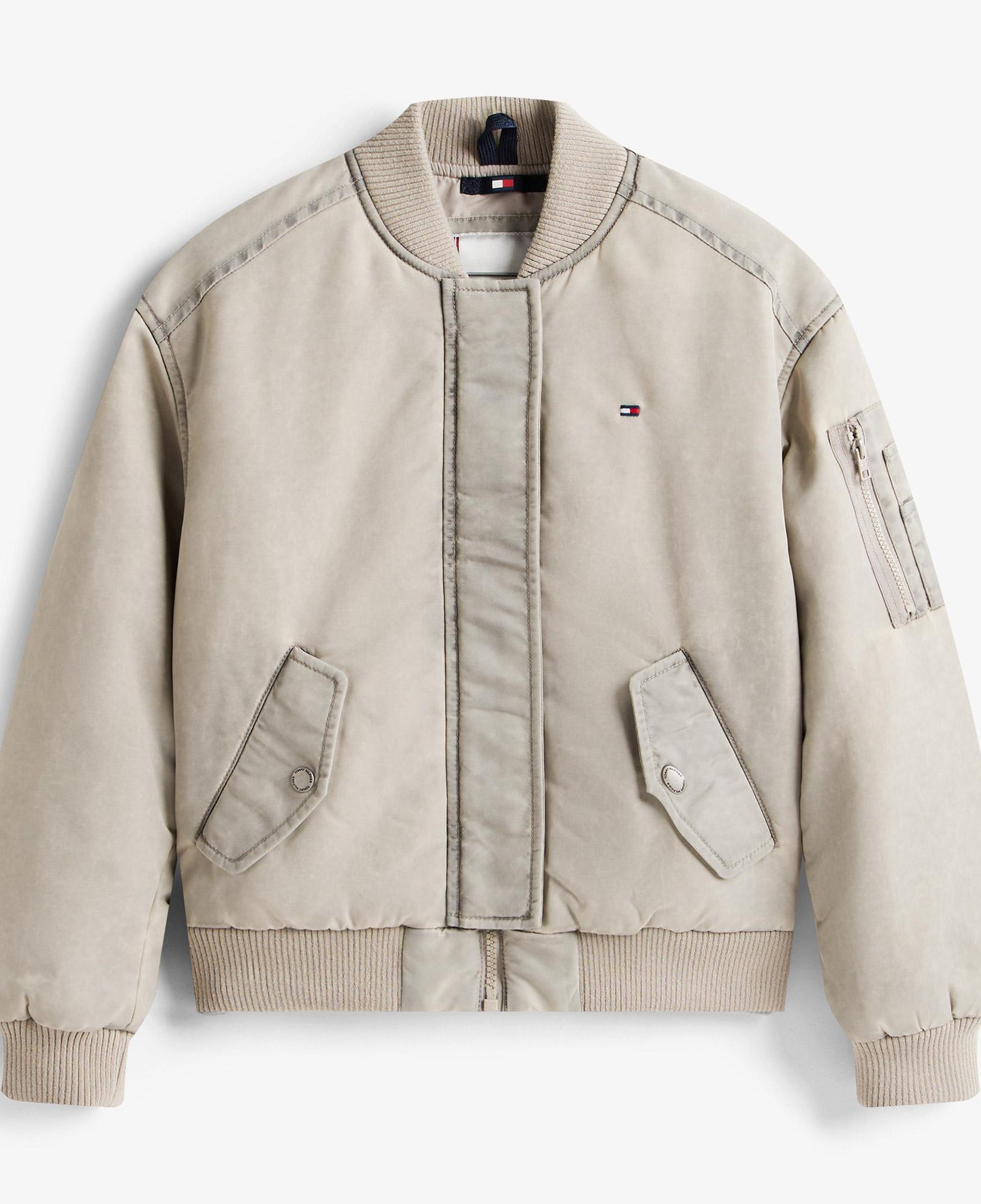 Tommy Hilfiger Washed Bomber Çocuk Bej Ceket