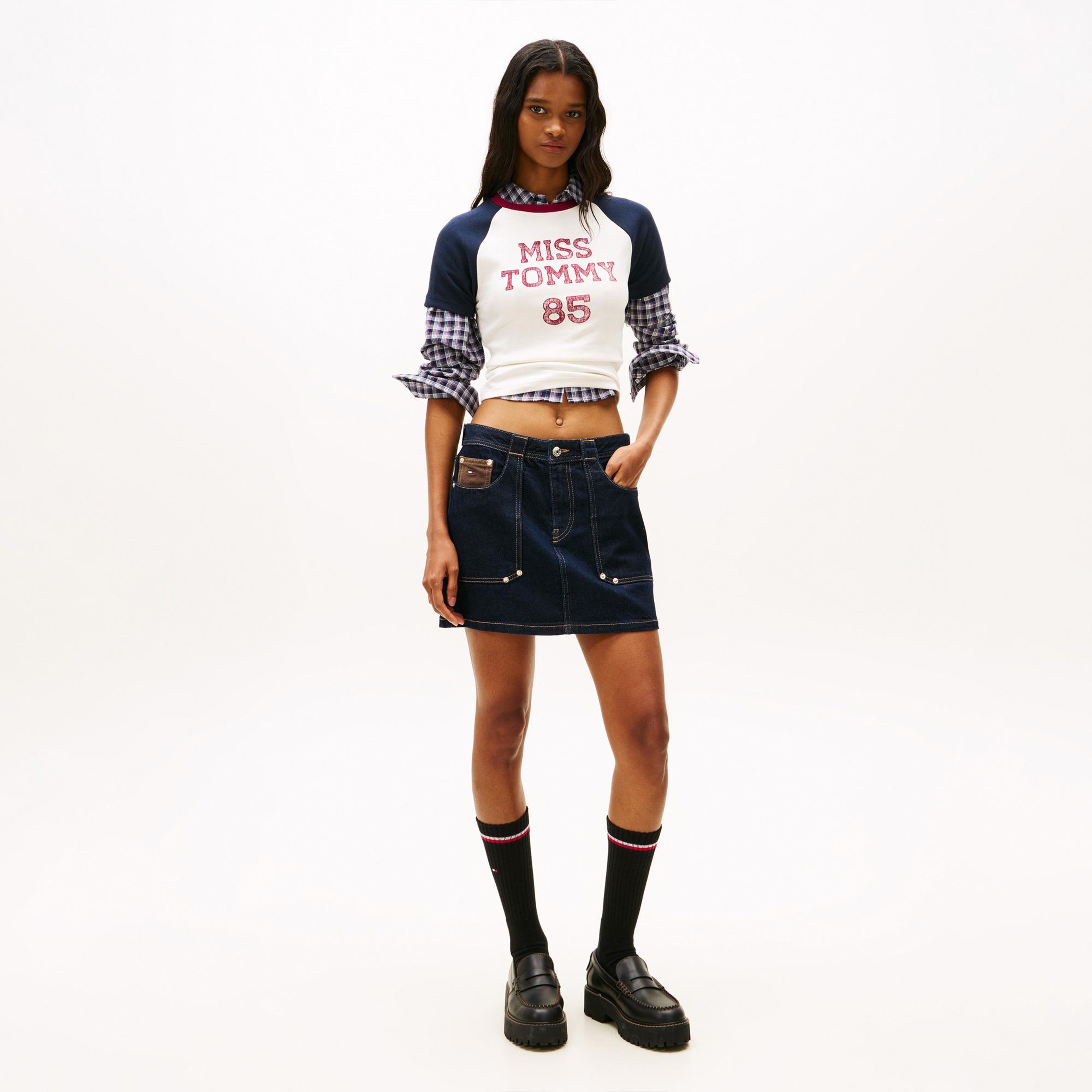Tommy Hilfiger Slim Fit Miss Tommy Kadın Beyaz T-Shirt