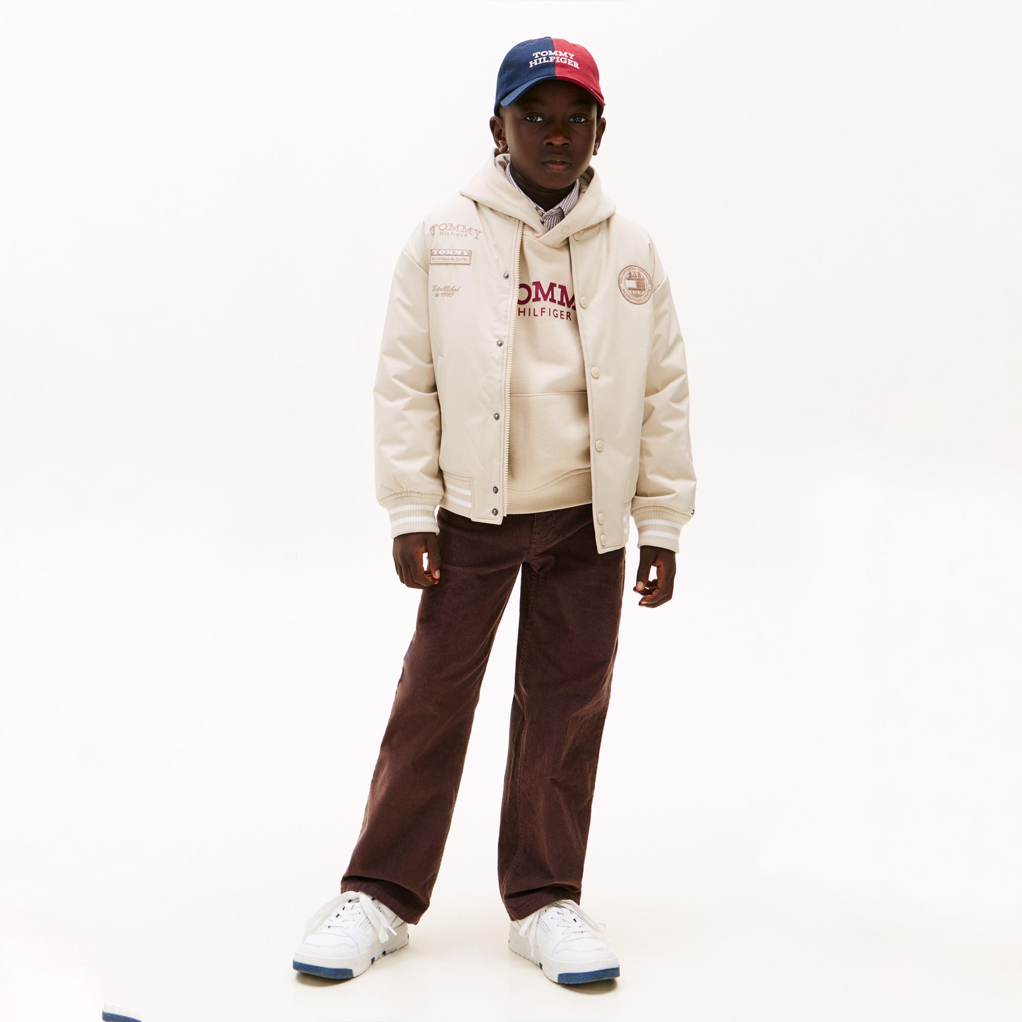 Tommy Hilfiger Padded Graphic Bomber Çocuk Bej Ceket