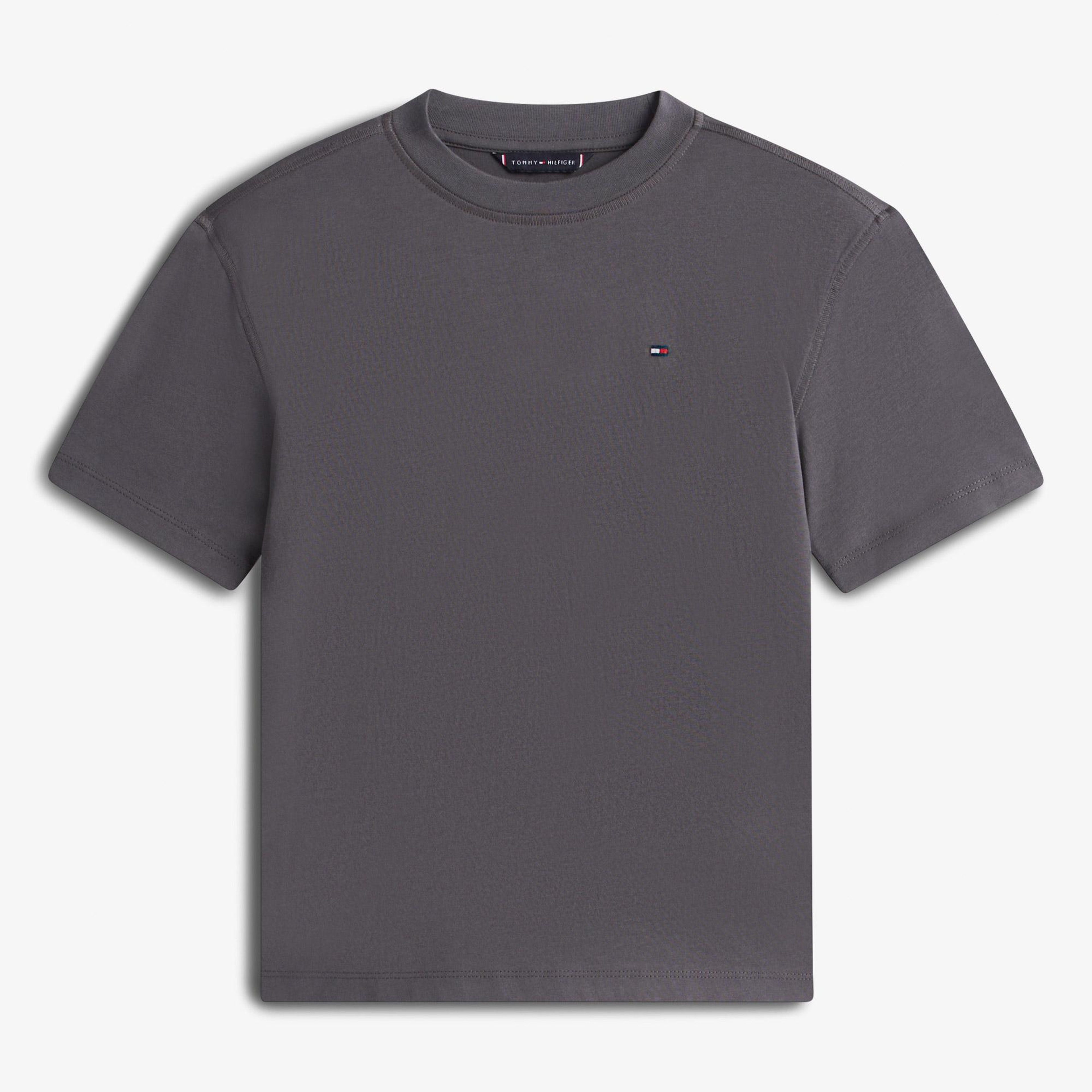 Tommy Hilfiger Washed Faded Graphic Çocuk Gri T-Shirt