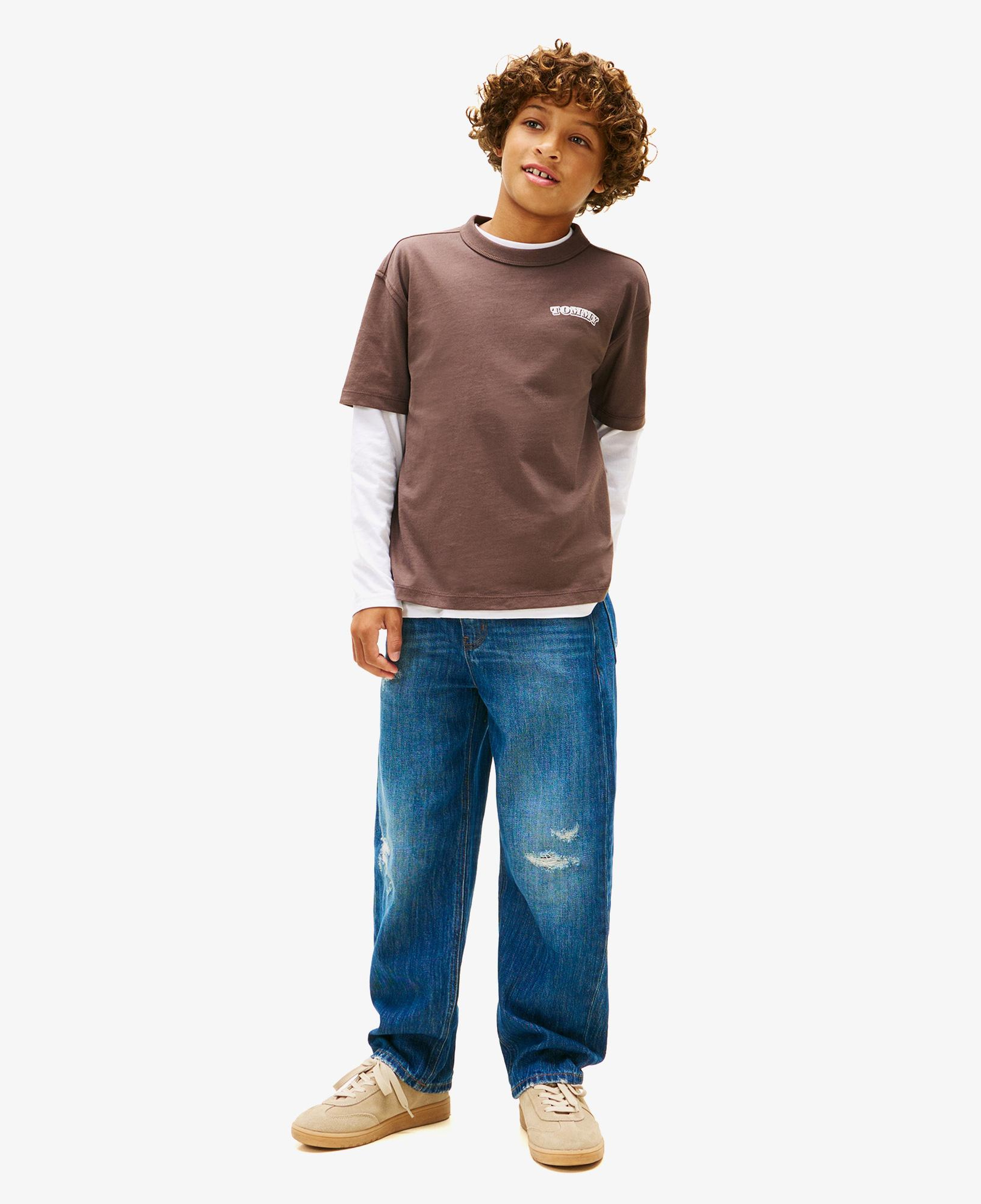 Tommy Hilfiger Puff Print Graphic Çocuk Kahverengi T-Shirt