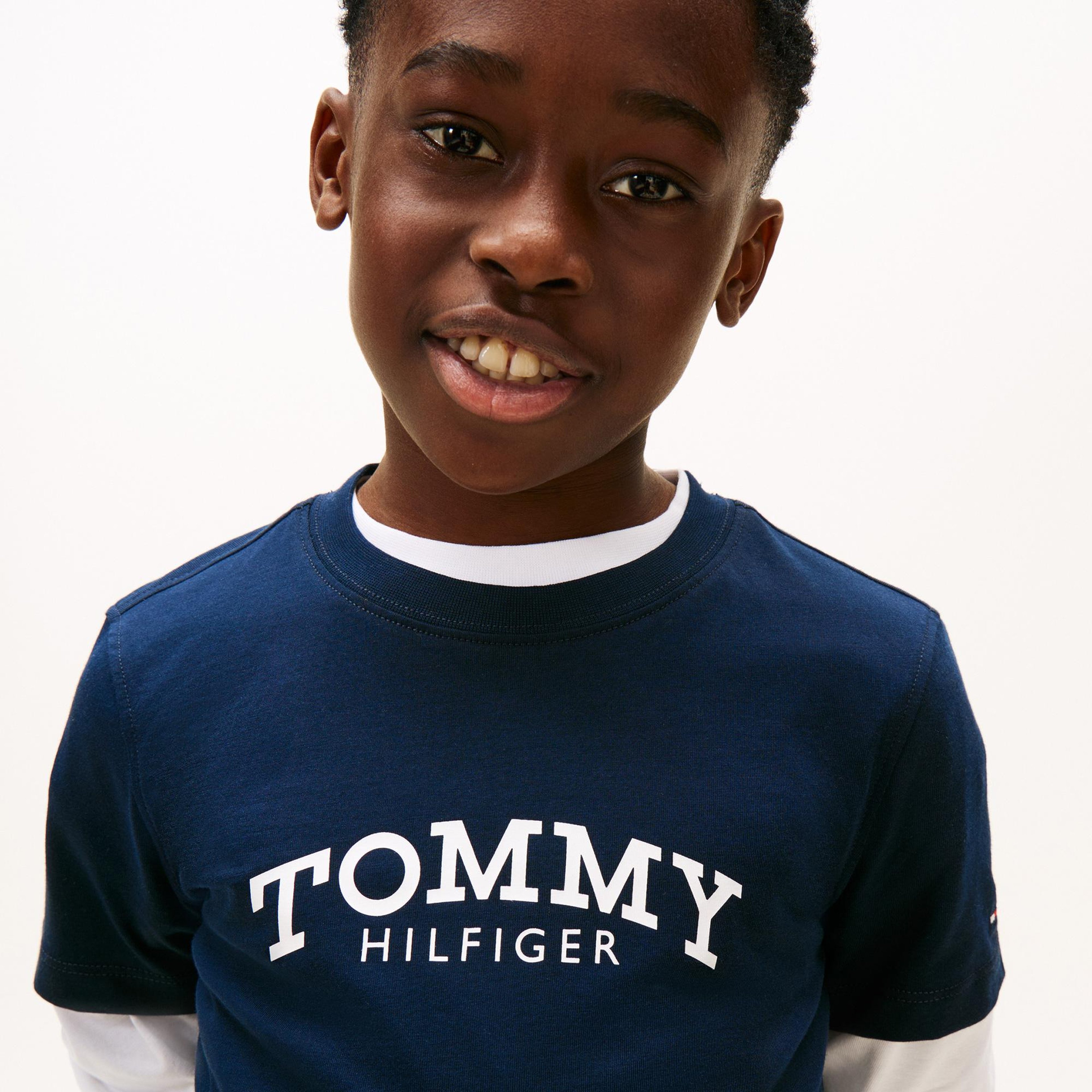 Tommy Hilfiger Monotype Print Graphic Çocuk Mavi T-Shirt