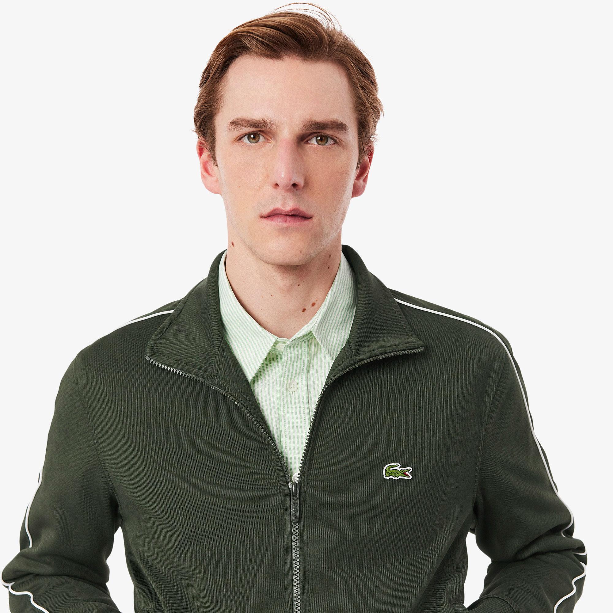 Erkek Regular Fit Fermuarlı Koyu Yeşil Sweatshirt