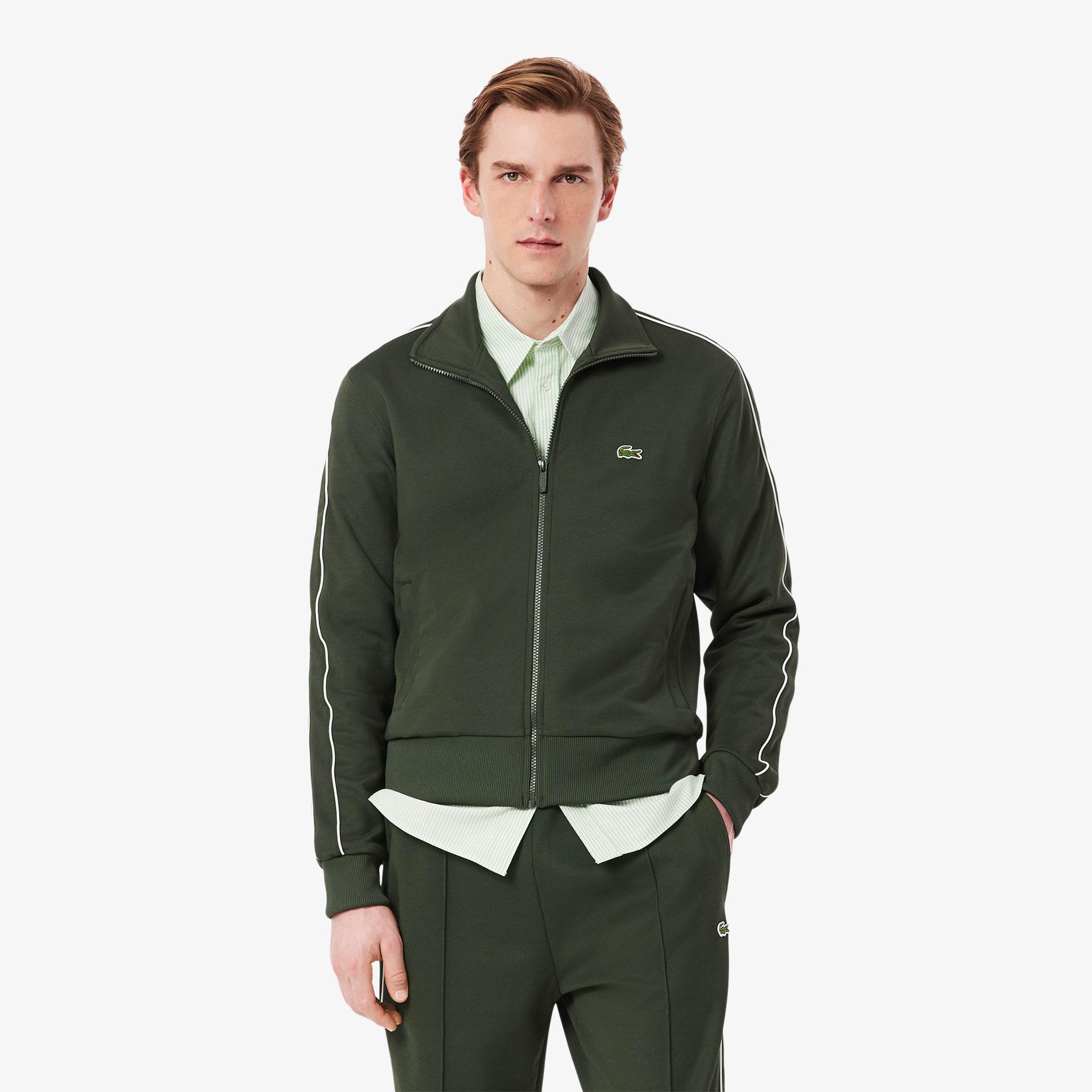 Erkek Regular Fit Fermuarlı Koyu Yeşil Sweatshirt