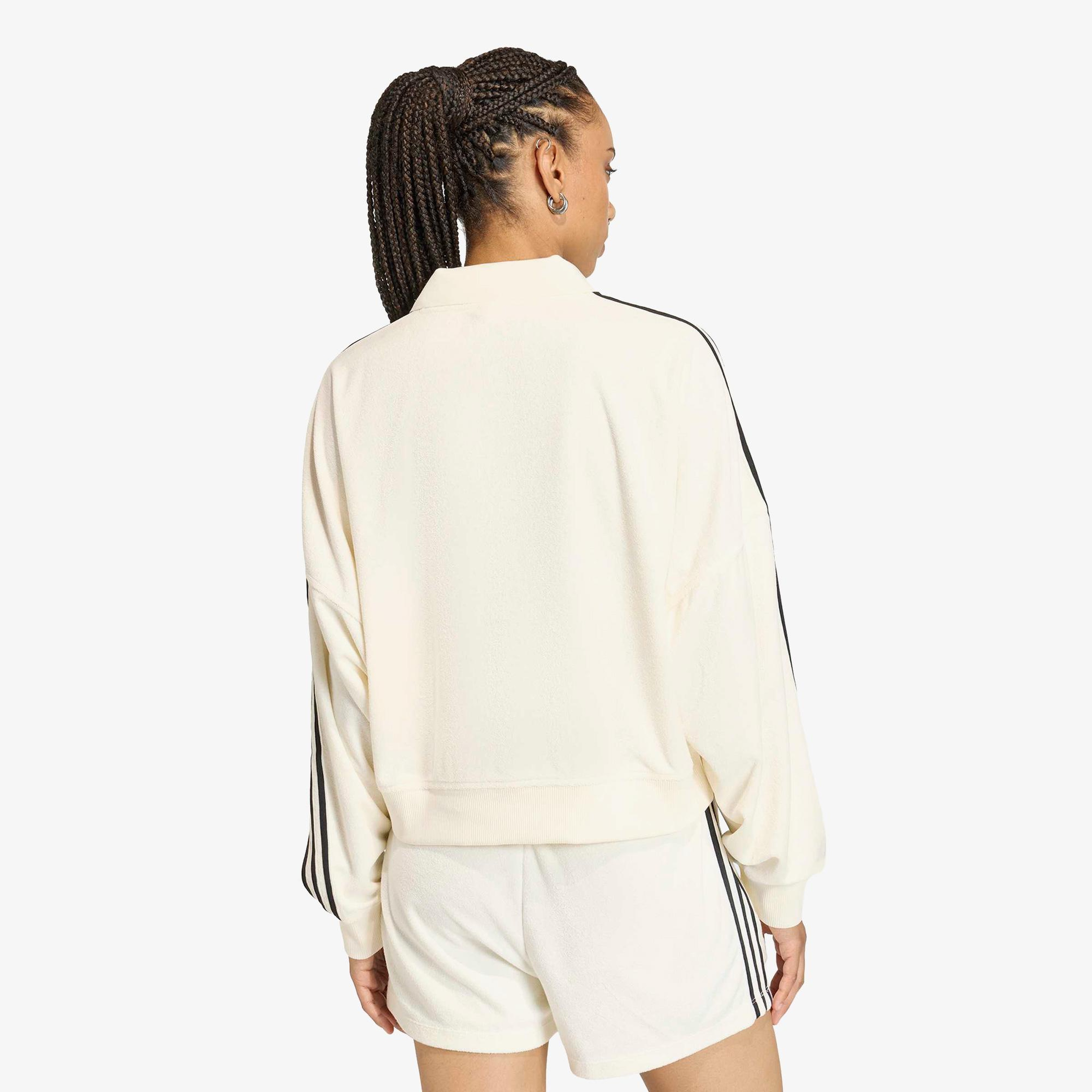 adidas Terry Towel V Neck Kadın Beyaz Sweatshirt
