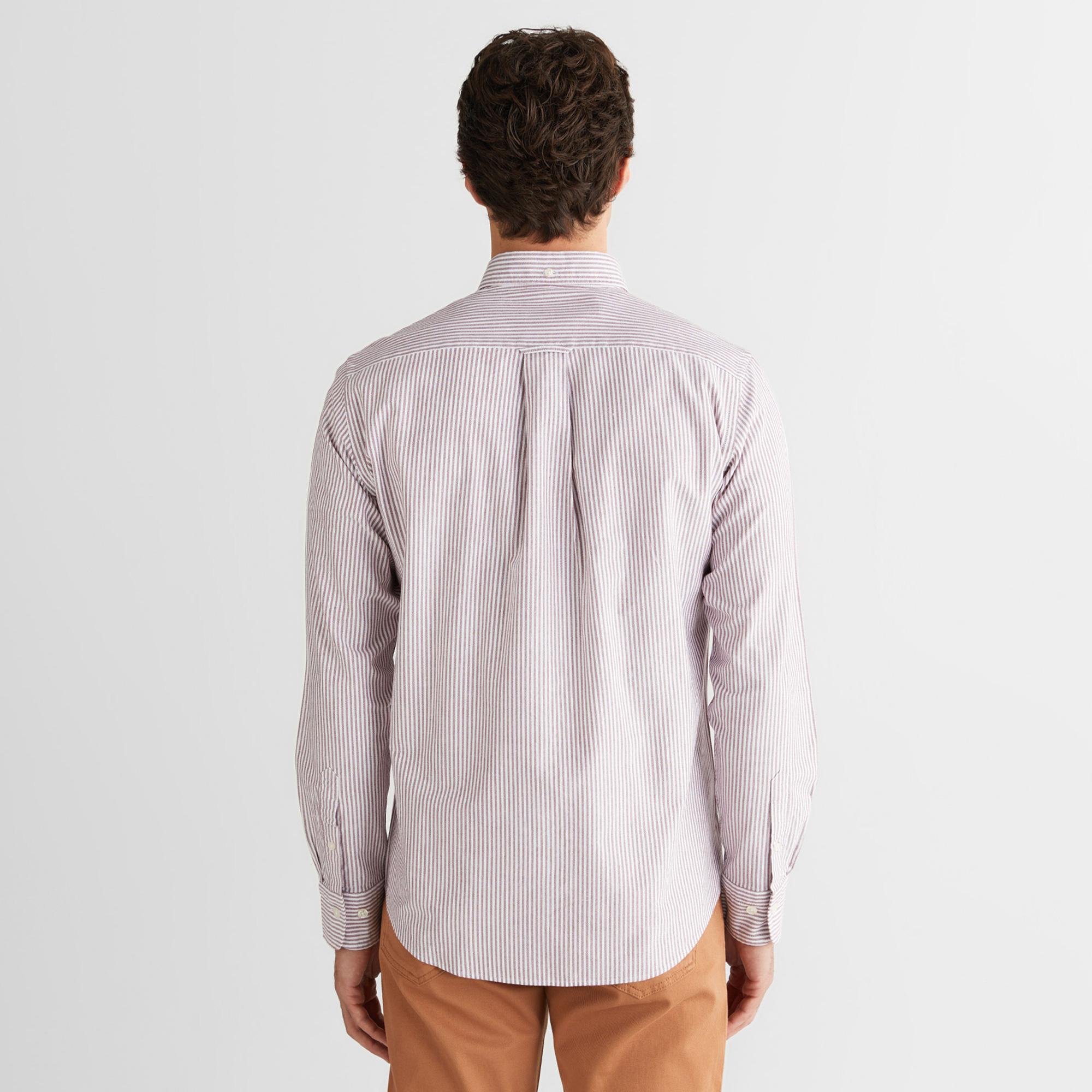 GANT Erkek Bordo Regular Fit Düğmeli Yaka Çizgili Oxford Gömlek