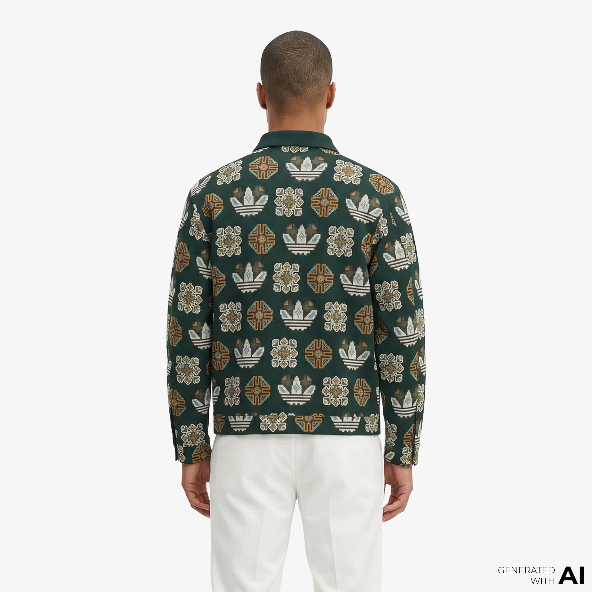 adidas Monogram Allover Print Loose Yeşil Ceket