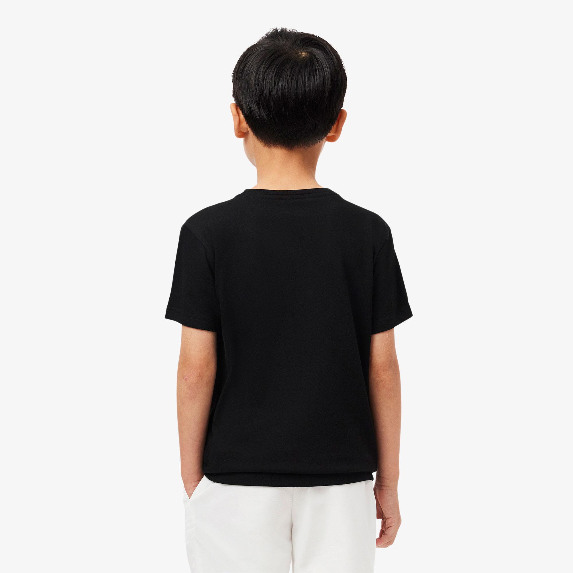 Lacoste Erkek Çocuk Oversize Fit Bisiklet Yaka Baskılı Siyah T-Shirt