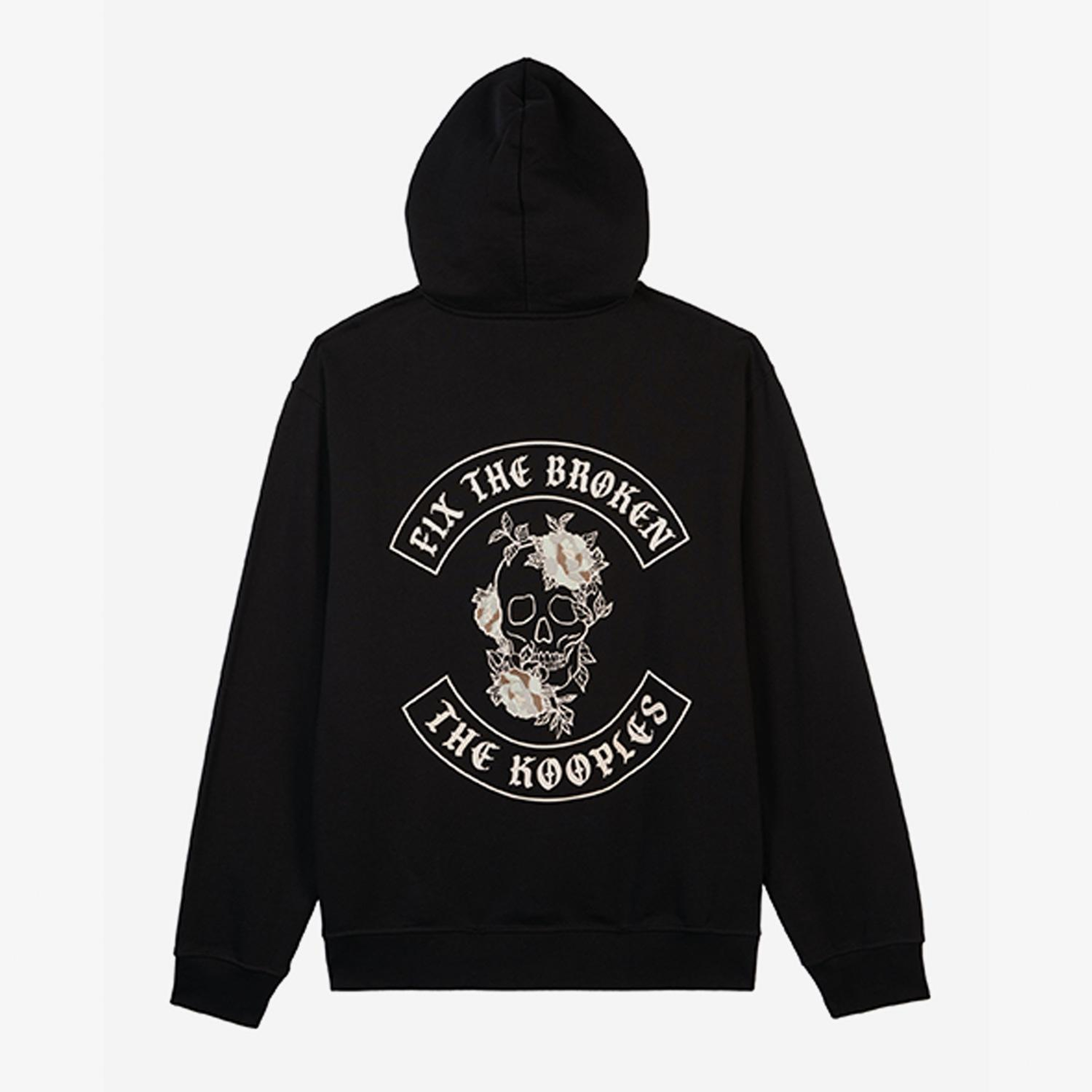 ERKEK BASKILI KAPÜŞONLU SİYAH SWEATSHIRT