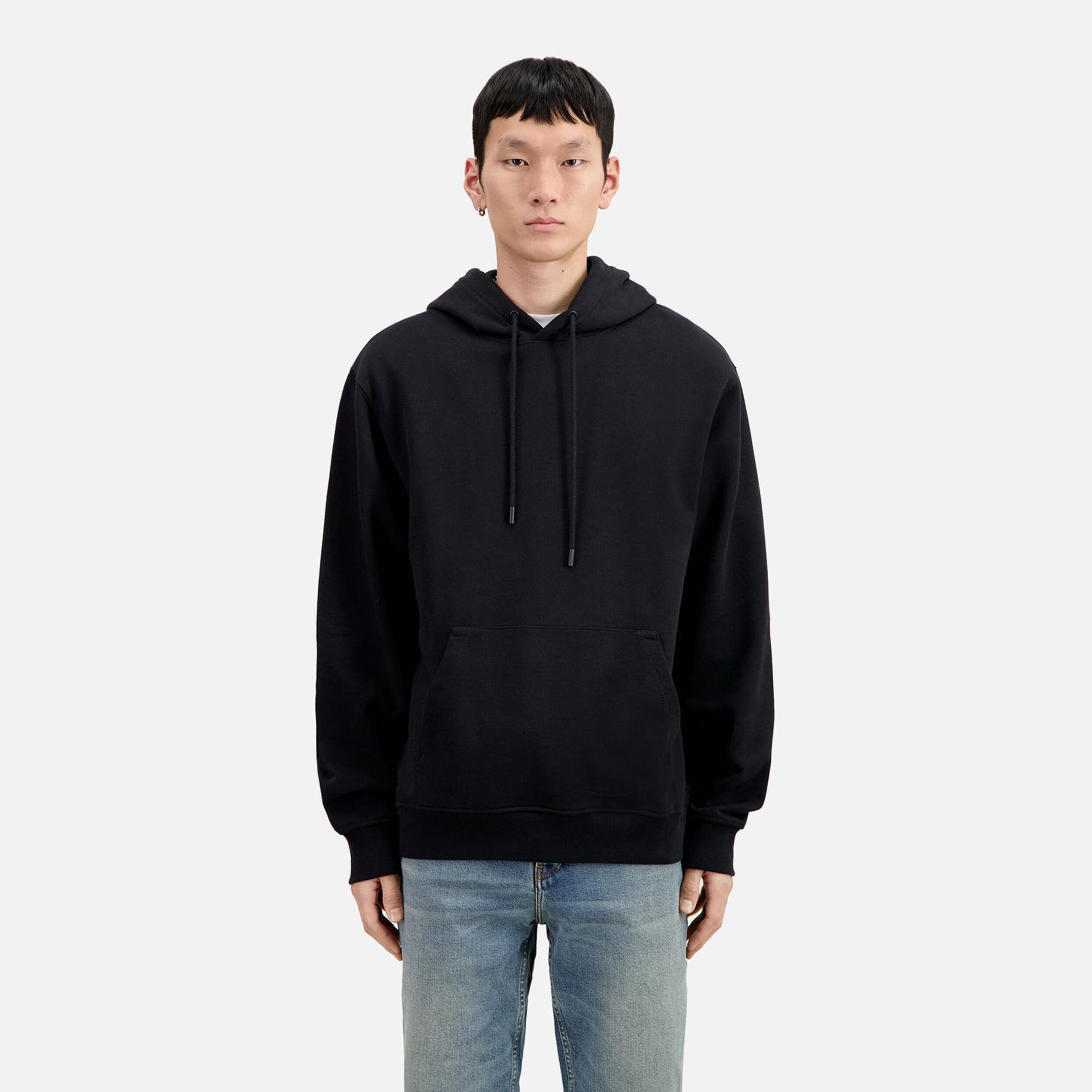 ERKEK BASKILI KAPÜŞONLU SİYAH SWEATSHIRT