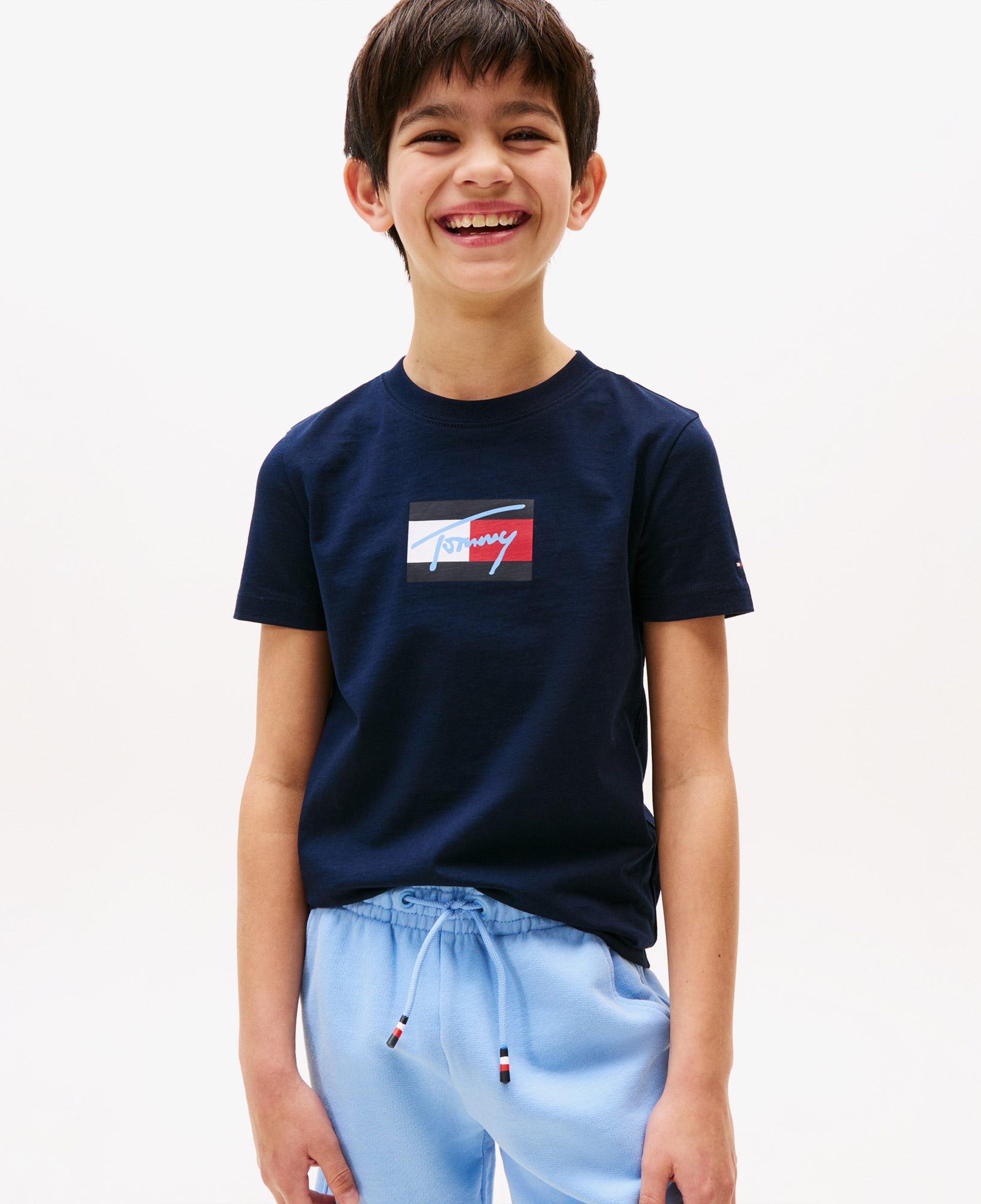 Tommy Hilfiger Flag Çocuk Lacivert T-Shirt