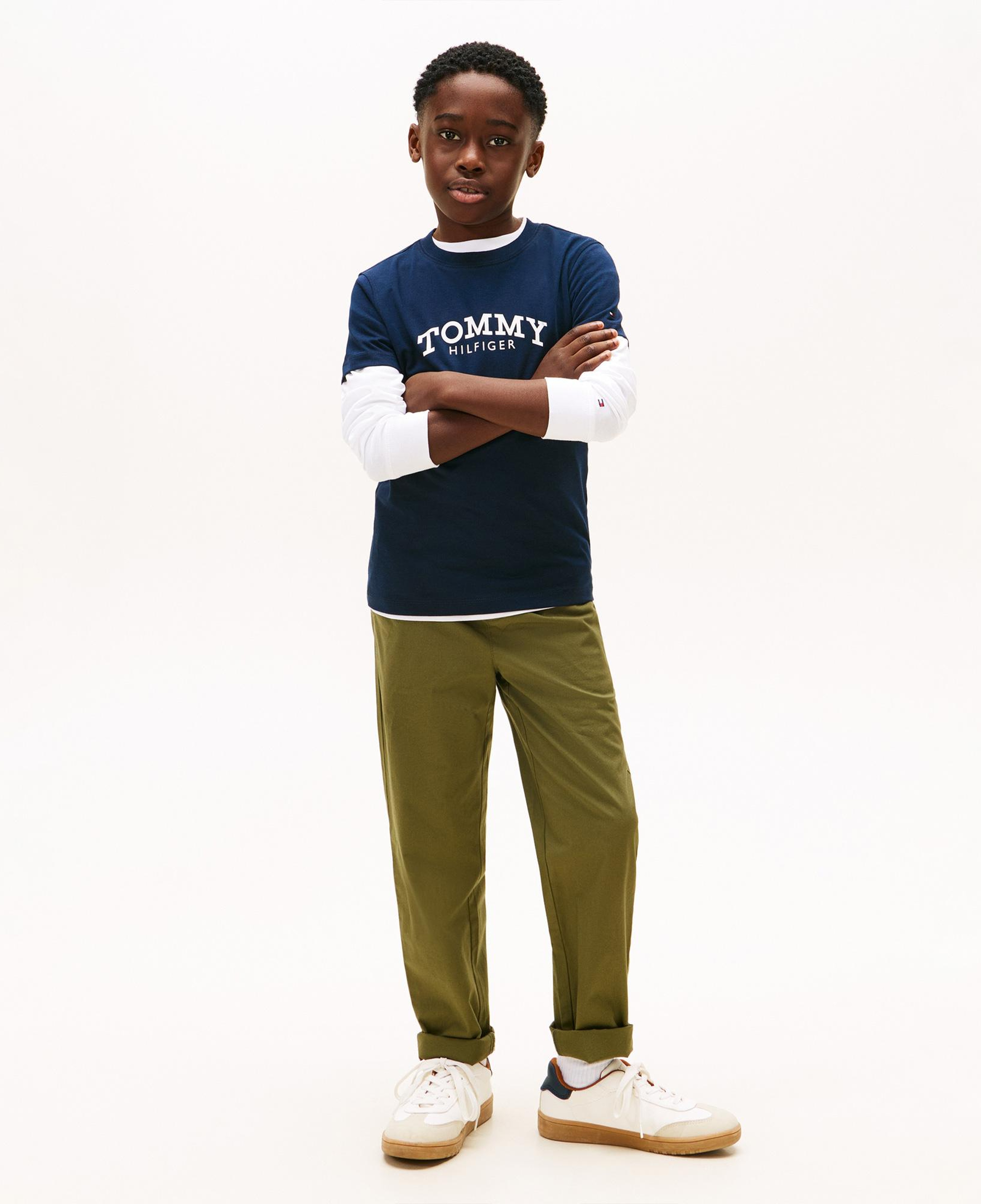 Tommy Hilfiger Monotype Print Graphic Çocuk Mavi T-Shirt