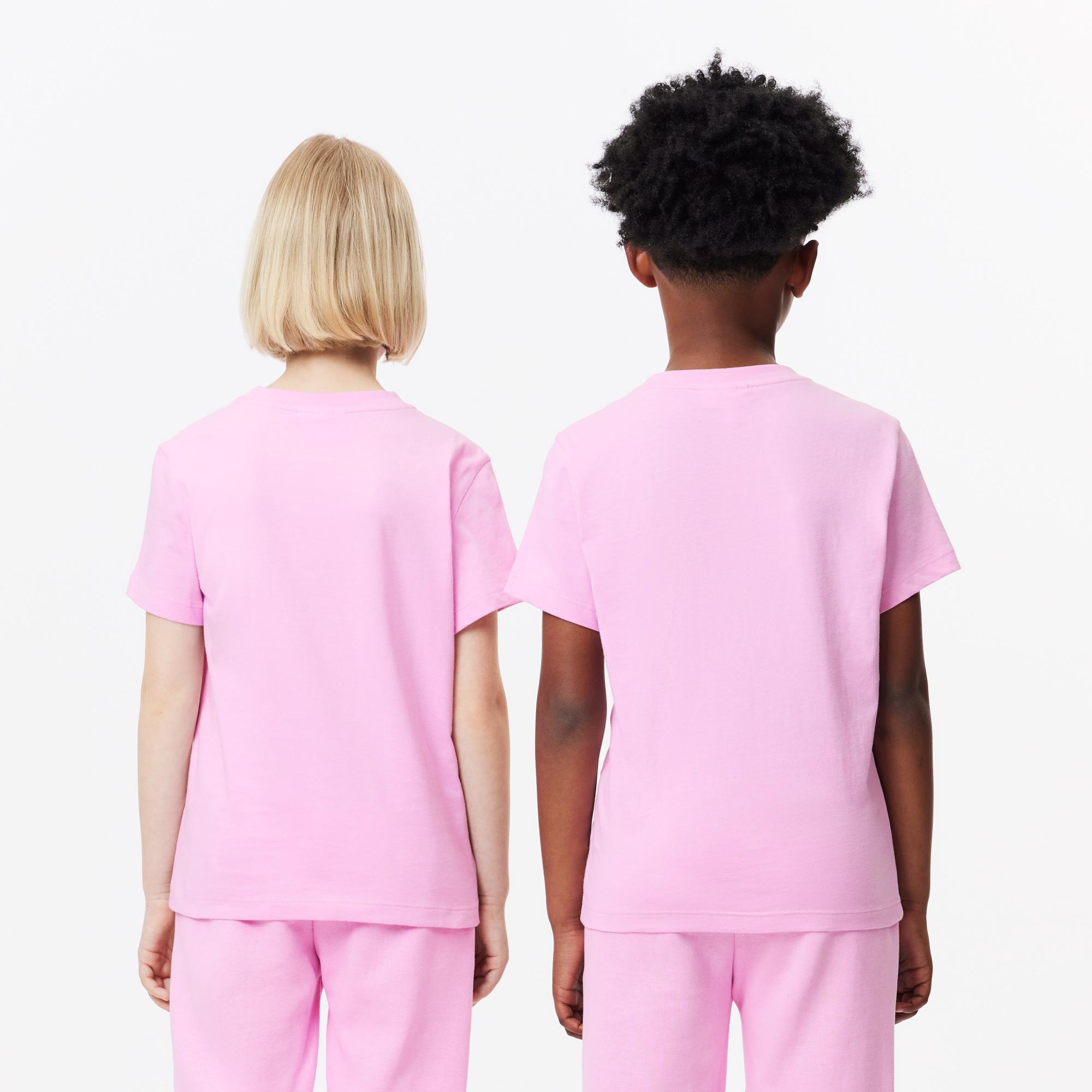 Çocuk Bisiklet Yaka Baskılı Pembe T-Shirt
