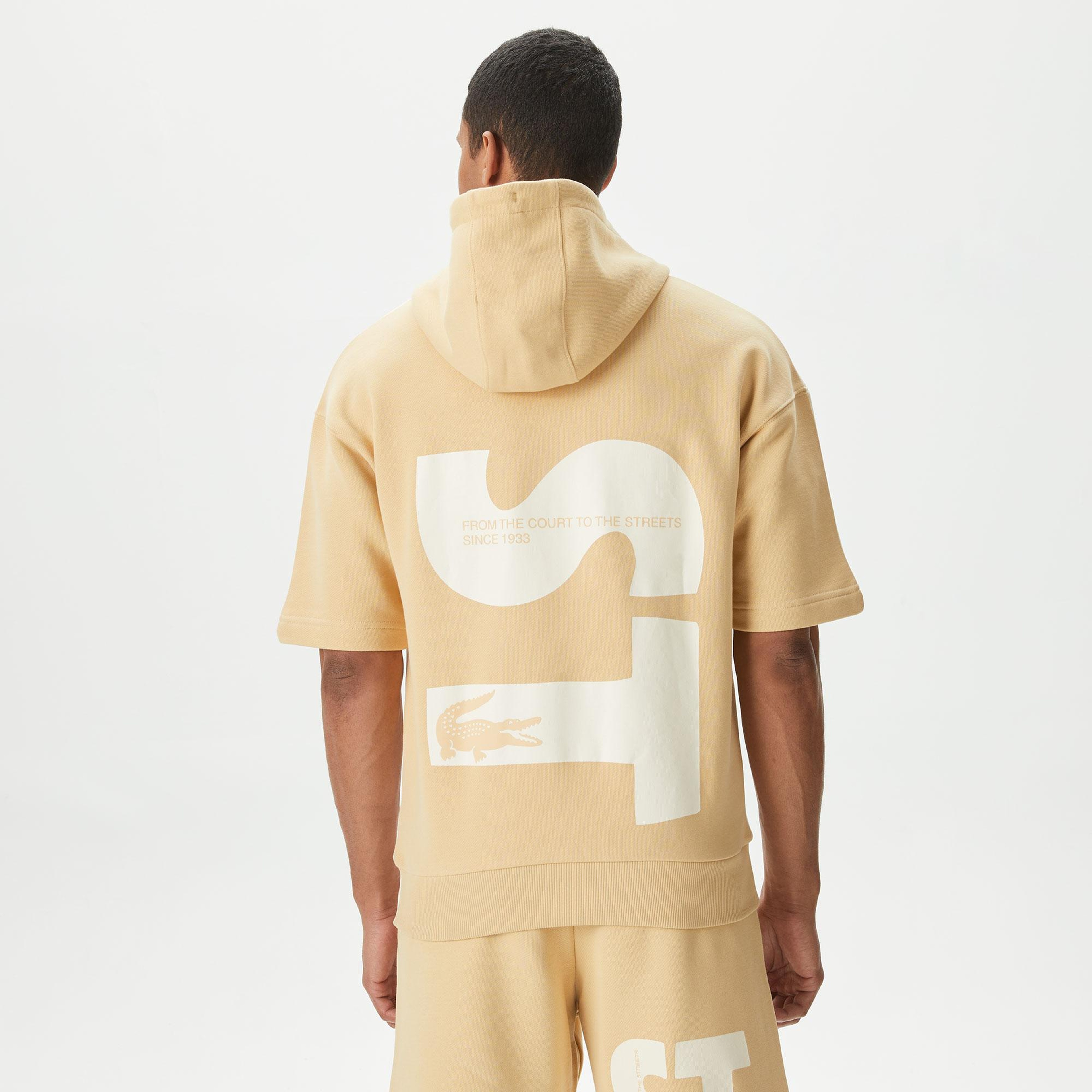 Lacoste Loose Fit Erkek Krem Hoodie