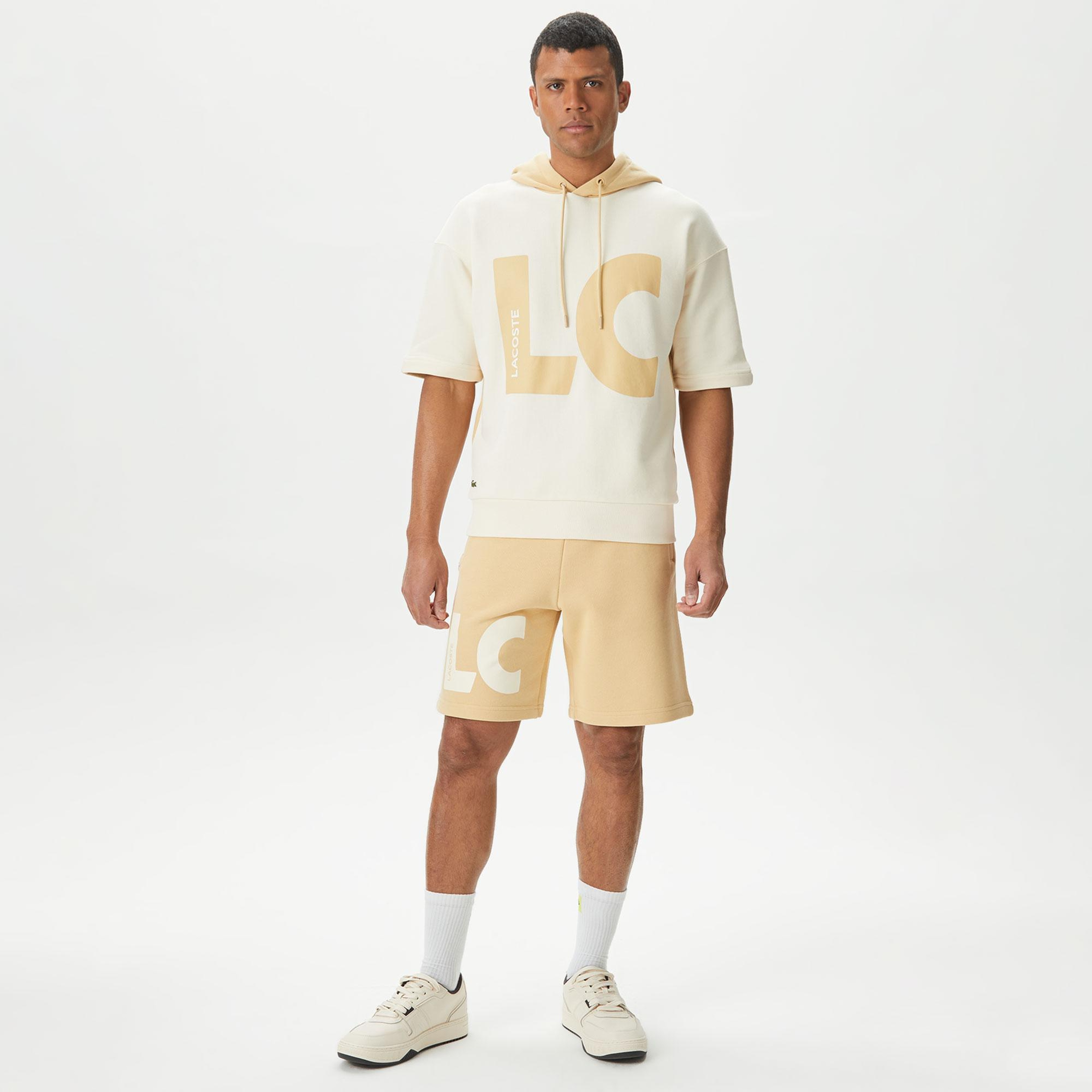 Lacoste Loose Fit Erkek Krem Hoodie