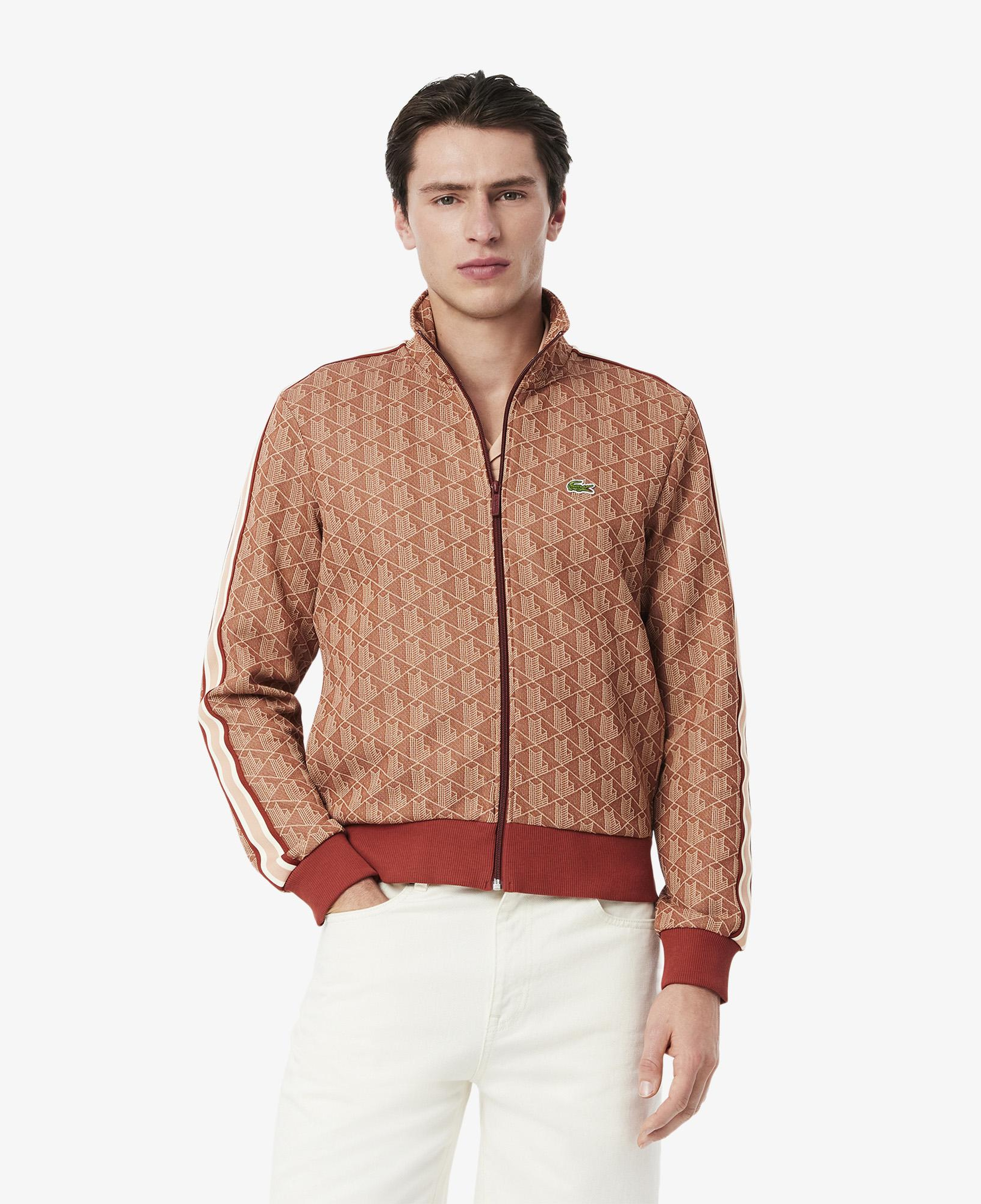 Lacoste Relaxed Fit Monogram Erkek Kahverengi Eşofman Üstü