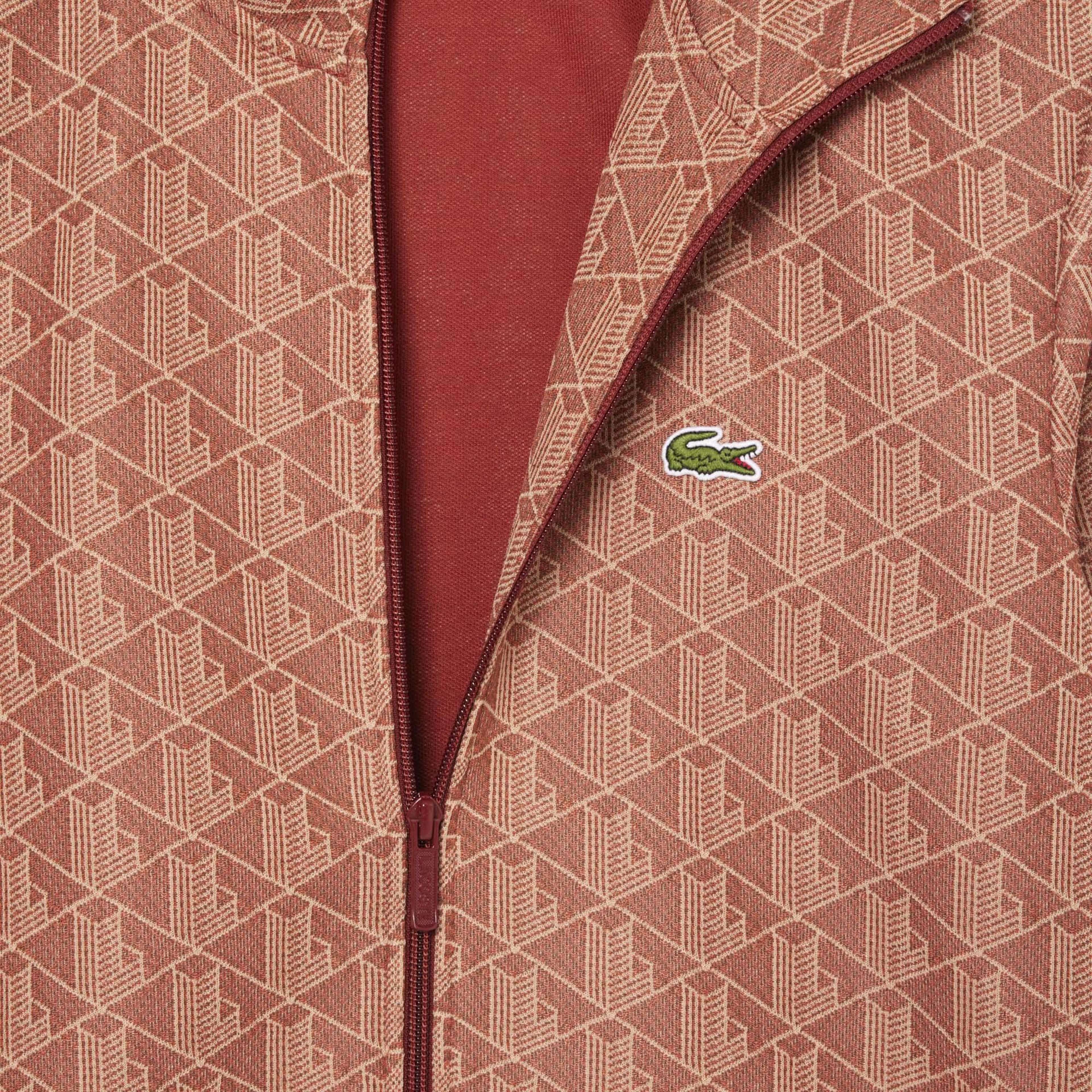 Lacoste Relaxed Fit Monogram Erkek Kahverengi Eşofman Üstü
