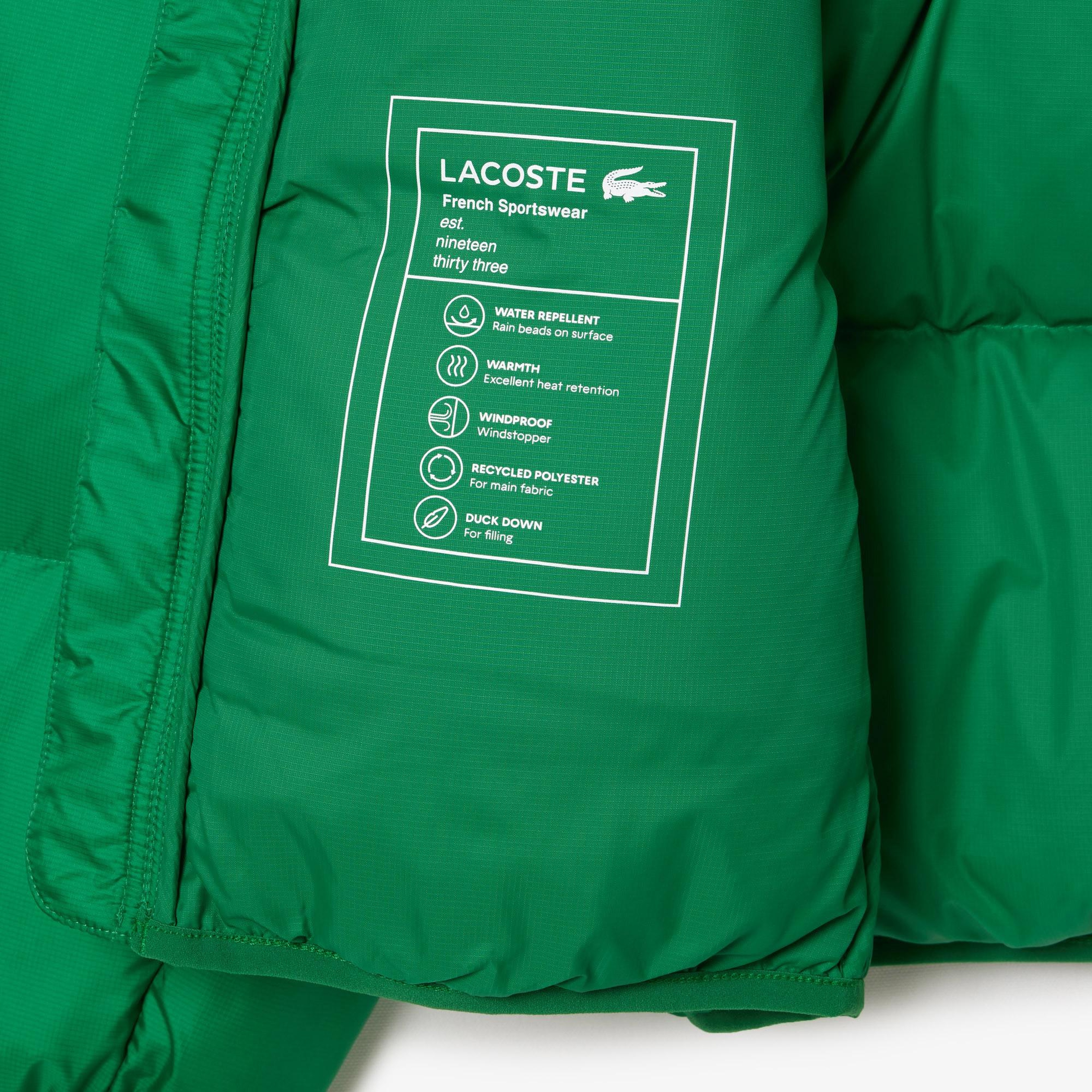 Erkek Relaxed Fit Kapüşonlu Yeşil Şişme Mont