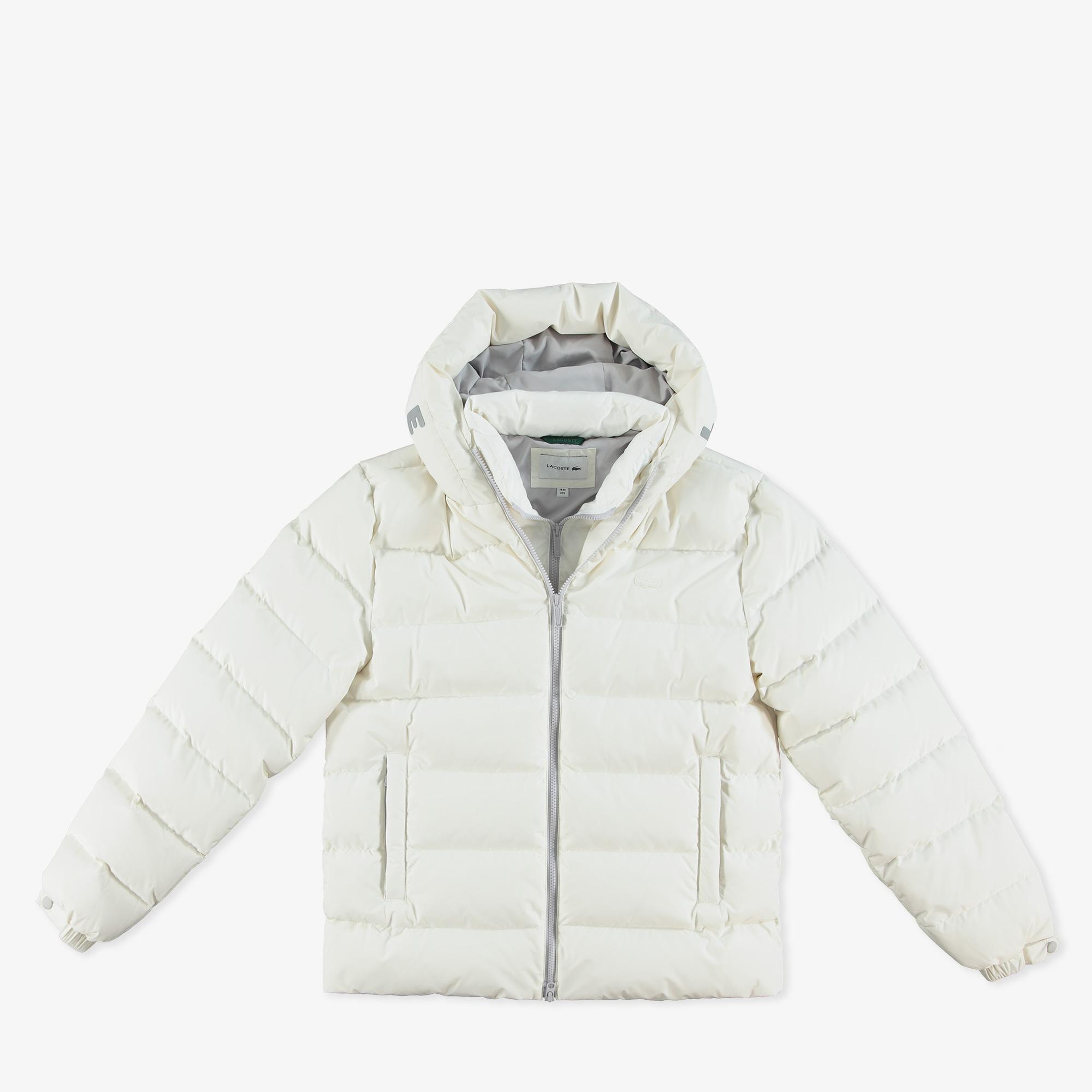Erkek Regular Fit Kapüşonlu Beyaz Şişme Mont