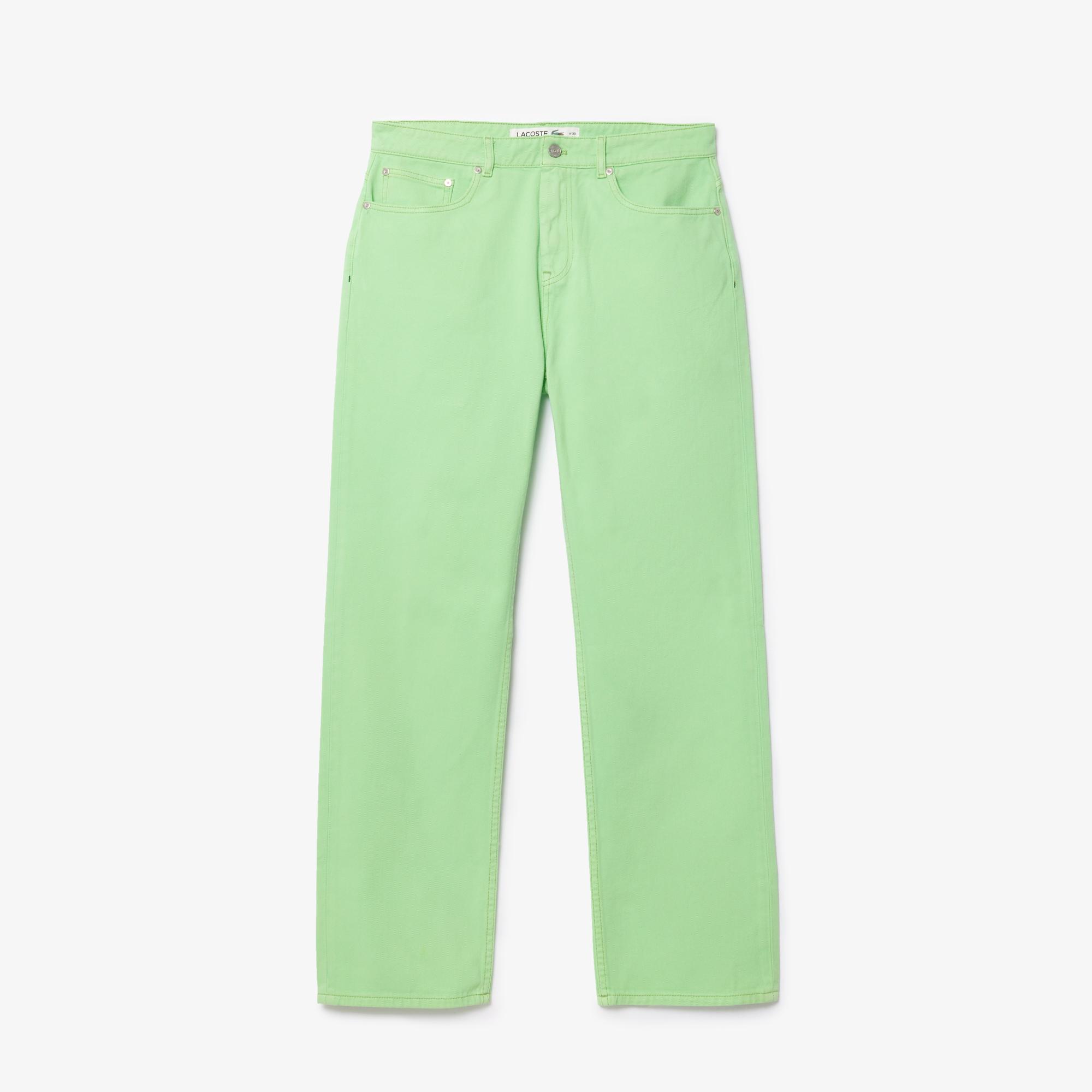 Erkek Straight Fit Denim Yeşil Pantolon