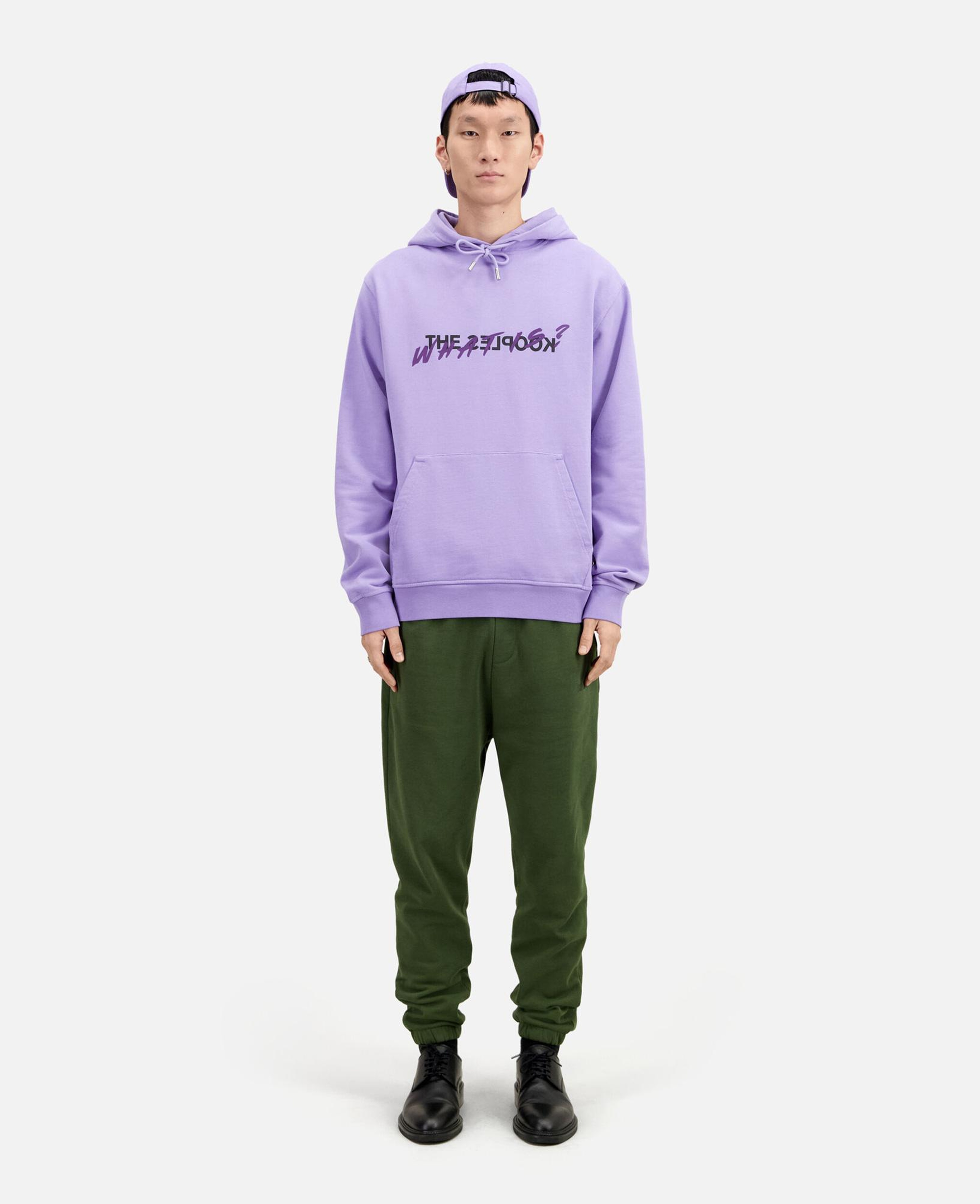 ERKEK BASKILI KAPÜŞONLU MOR SWEATSHIRT