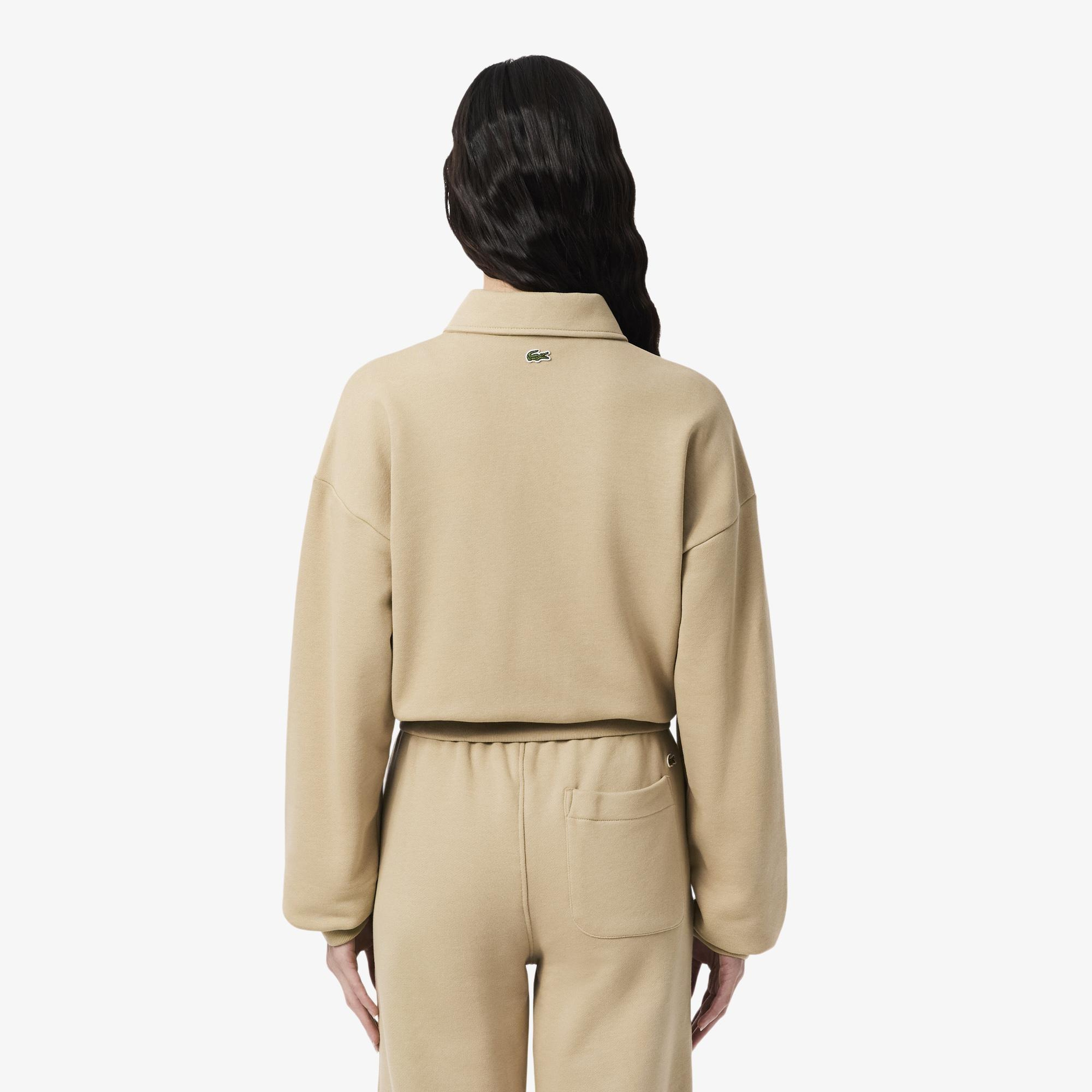 Lacoste Kadın Relaxed Fit Polo Yaka Yün Bej Triko