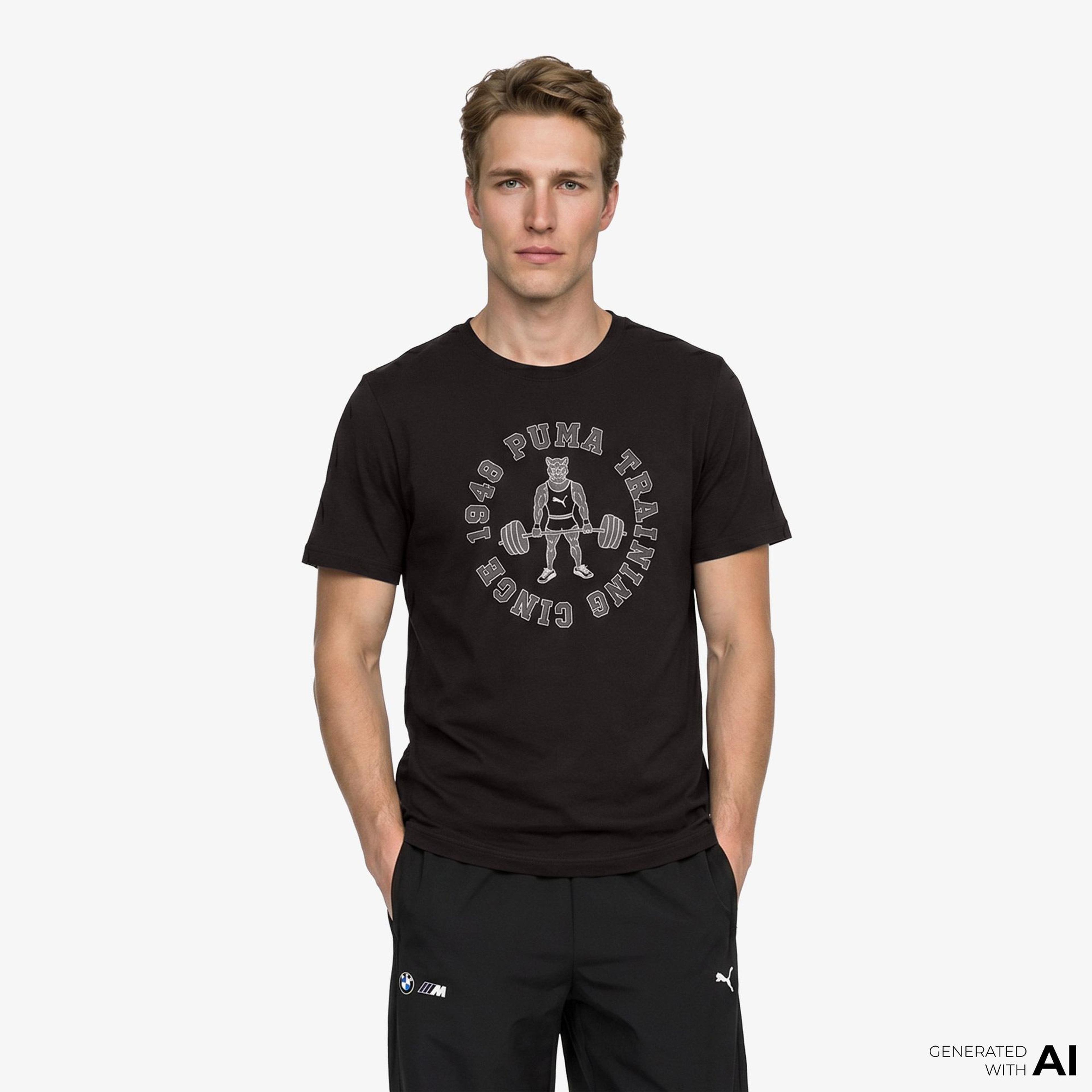 Puma Graphic 2 Erkek Siyah Antrenman T-Shirt