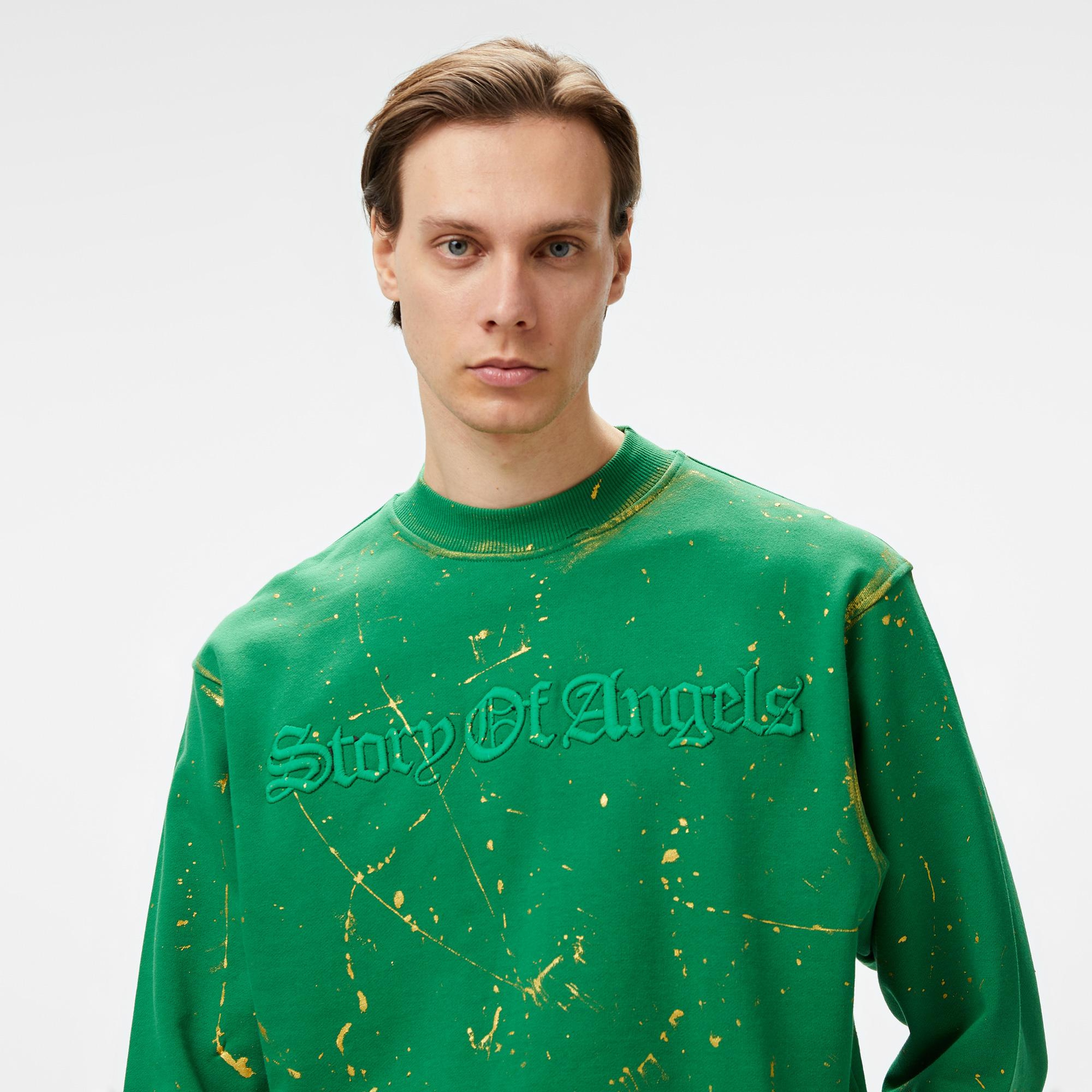 Story Of Angels Soa Gold Angel Hand-Dye Erkek Yeşil Sweatshirt