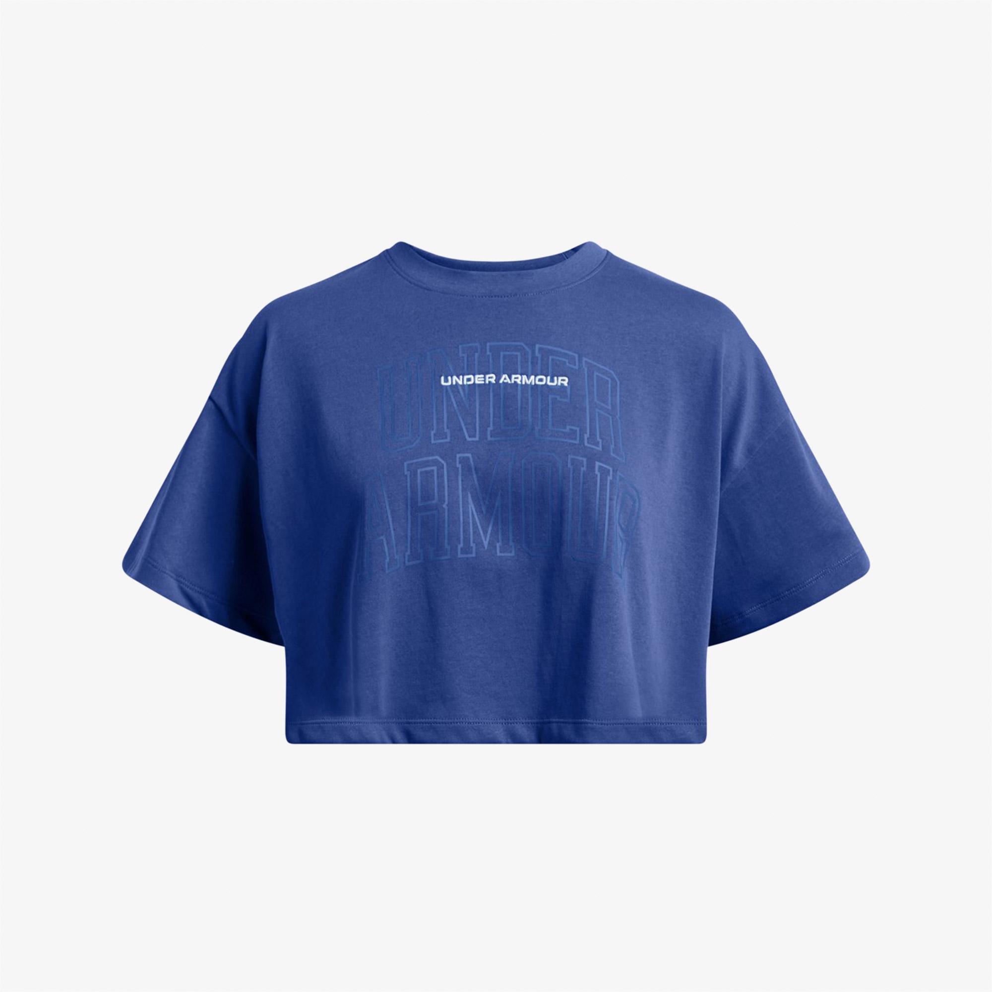 Under Armour Varsity Mix Heavyweight Kadın Mavi Antrenman T-Shirt