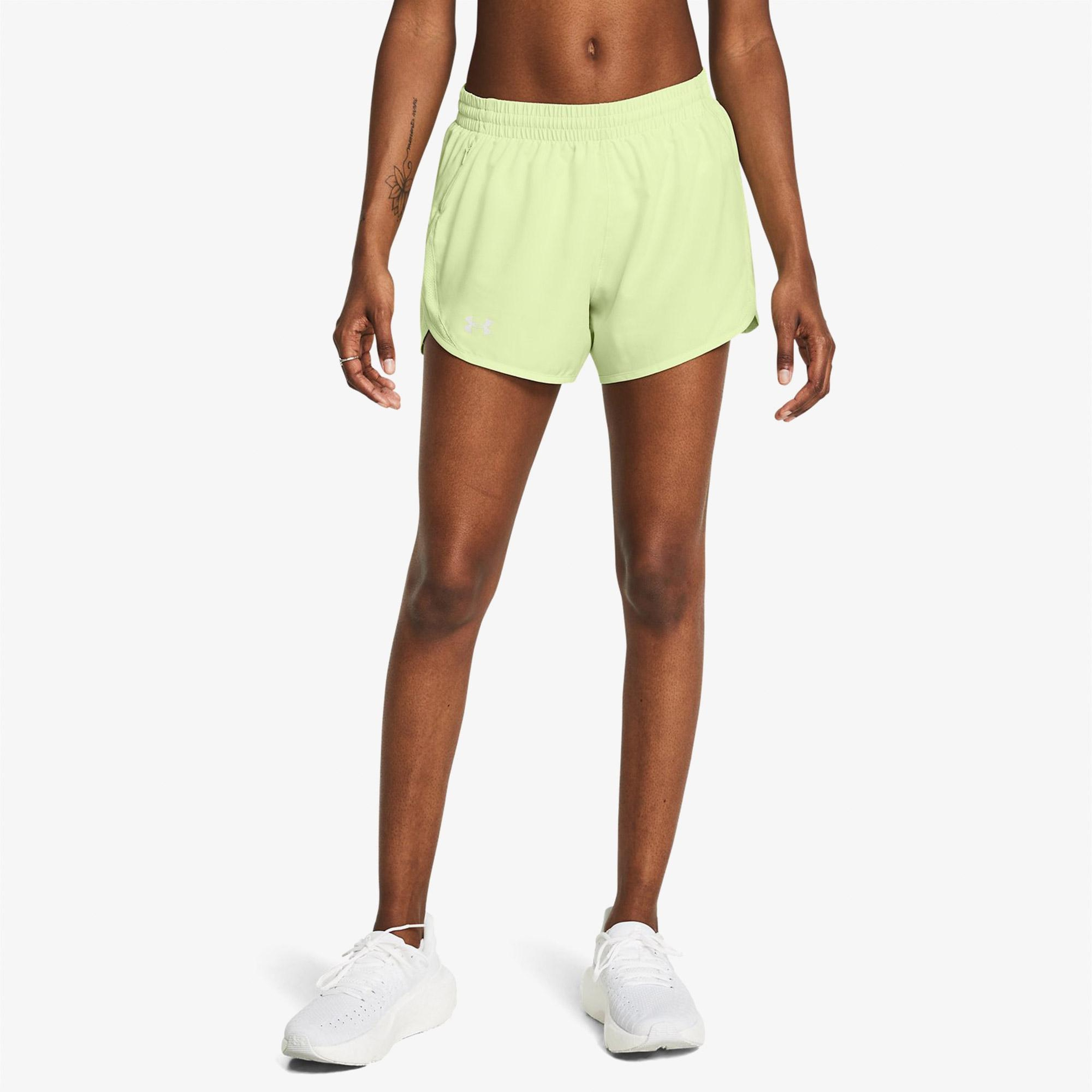 Under Armour Fly By 3inch Kadın Sarı Koşu Şortu