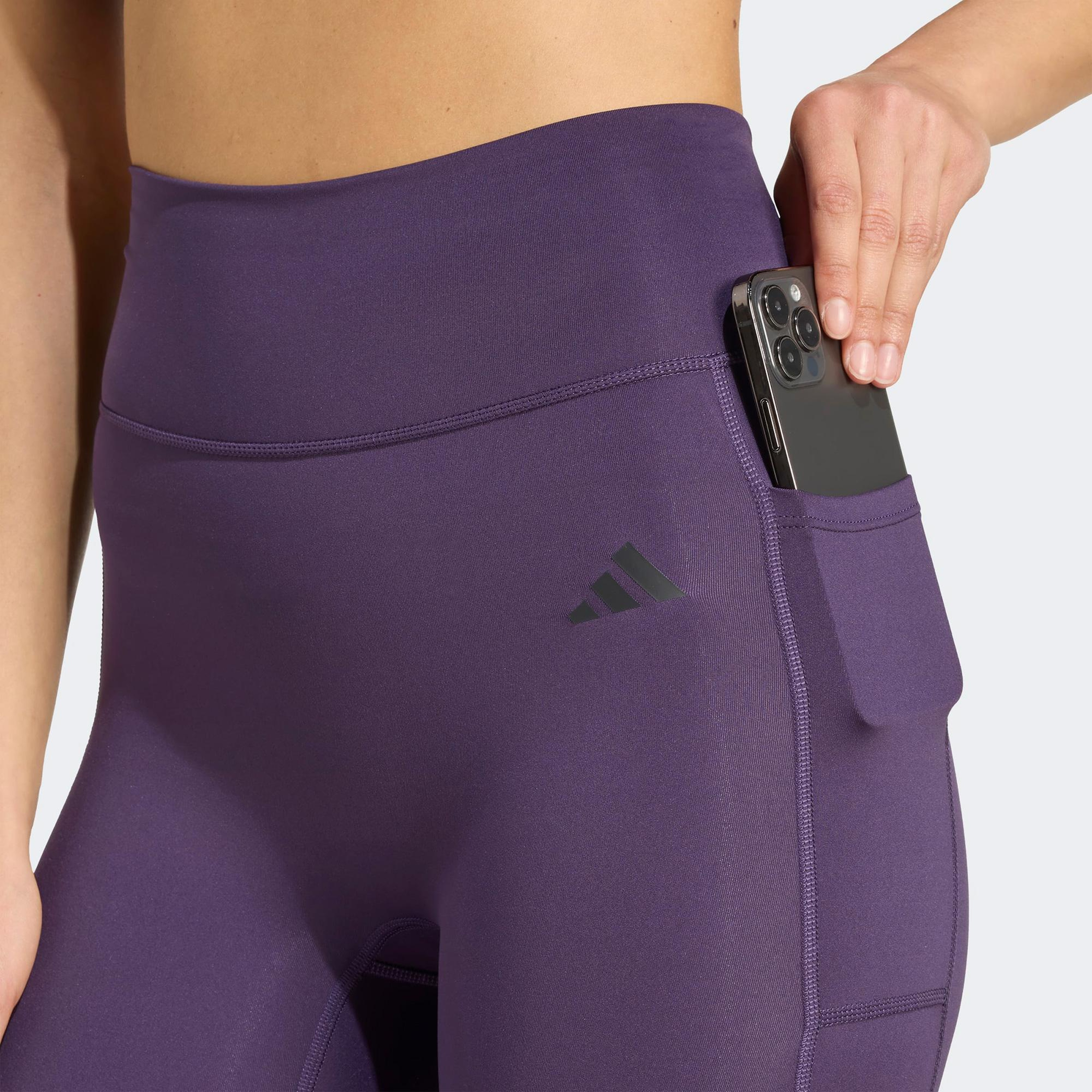 adidas Optime Essentials No Front Rise Seam 7-8 Kadın Mor Antrenman Taytı